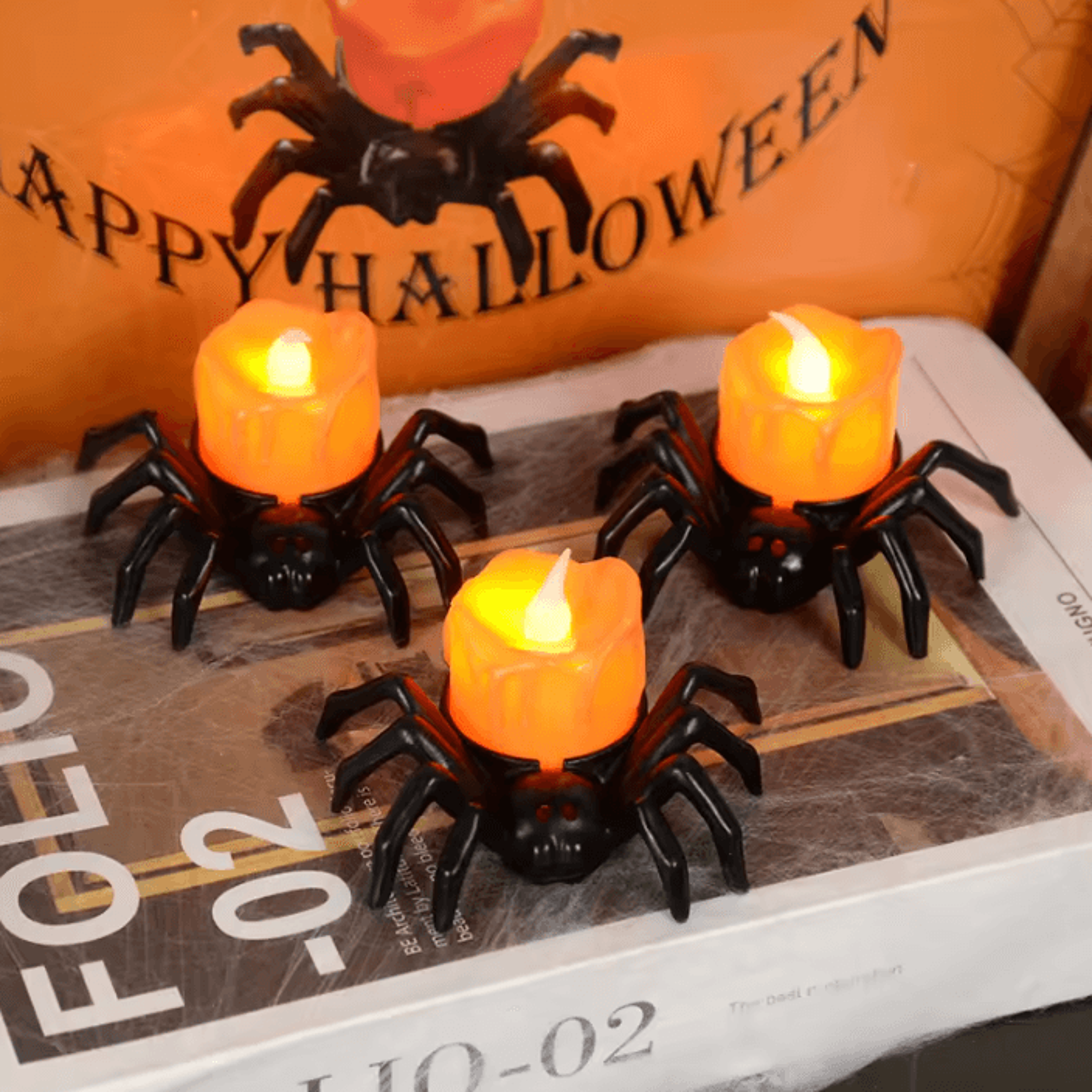 Halloween LED Pumpkin Spider Candle Light Decorative Party Lamp 0