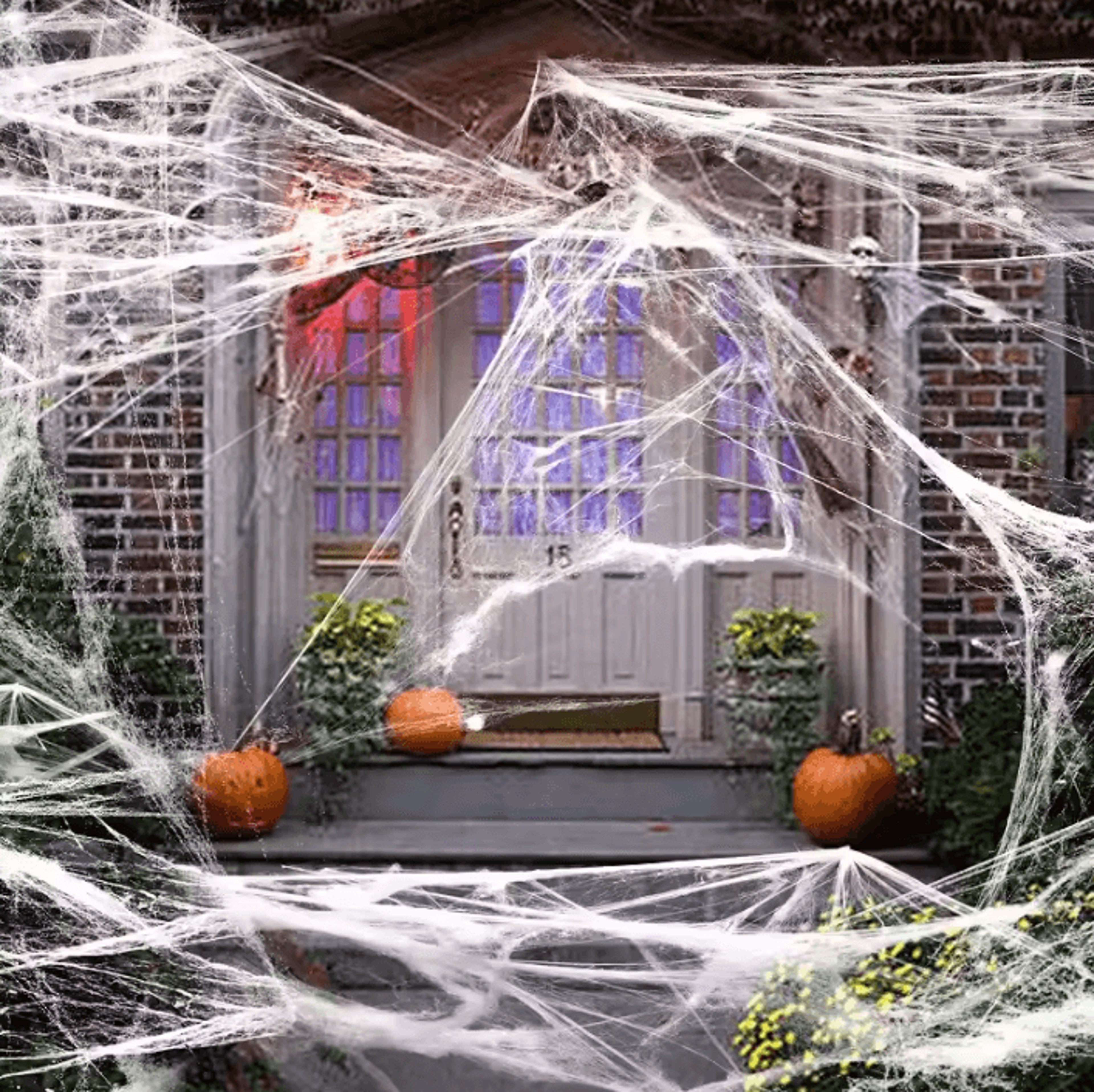 White Stretch Spider Web Halloween Decoration Artificial Cobweb Party Decor 1