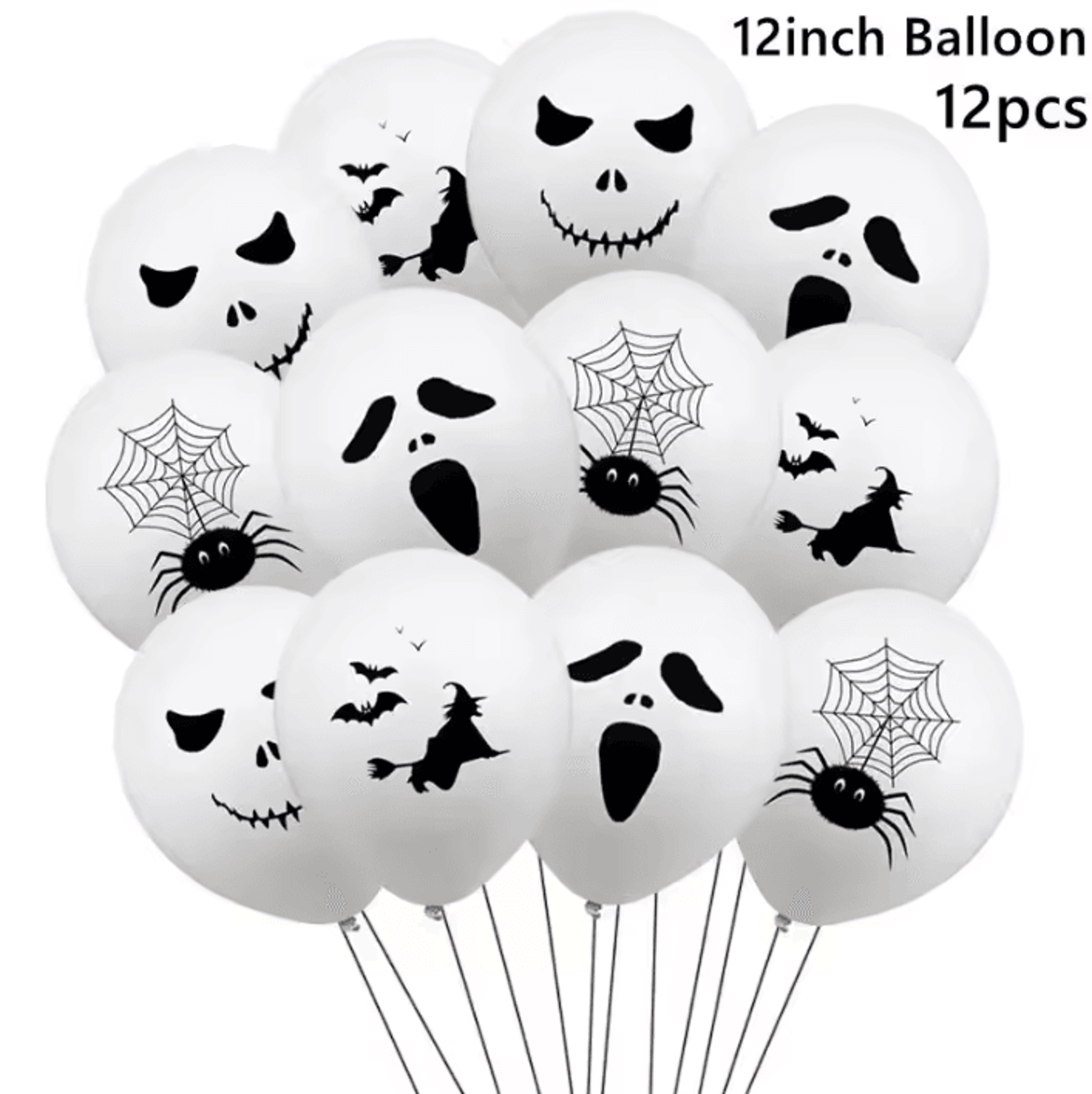 Halloween Ghost Balloon Set  12PCS Halloween Balloons With Ghost Pumpkin Bat Spider  Skeleton Party 2
