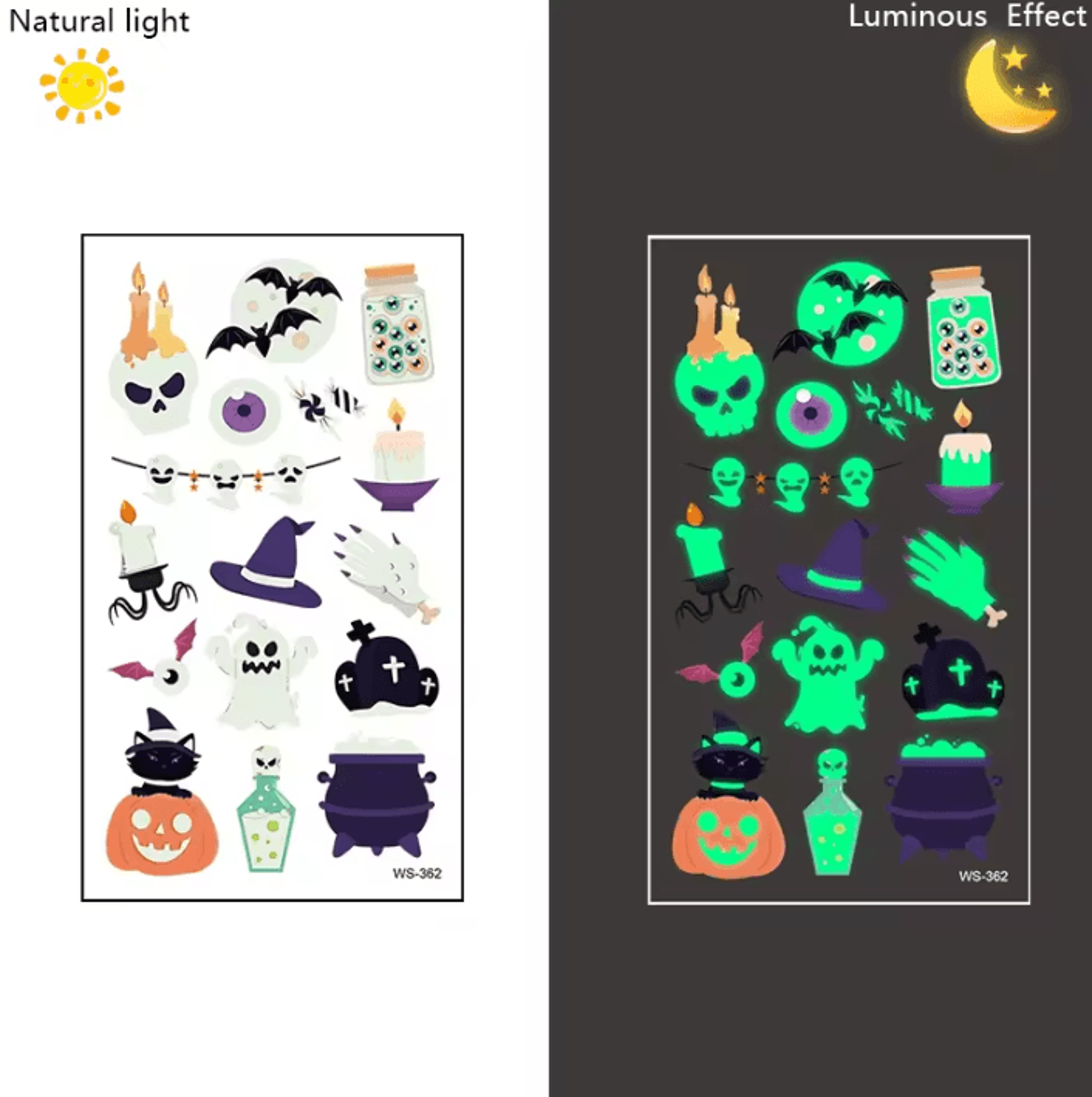GlowintheDark Halloween Tattoo Stickers  10 Sheets Halloween Temporary Tattoos For Kids  Adults 3