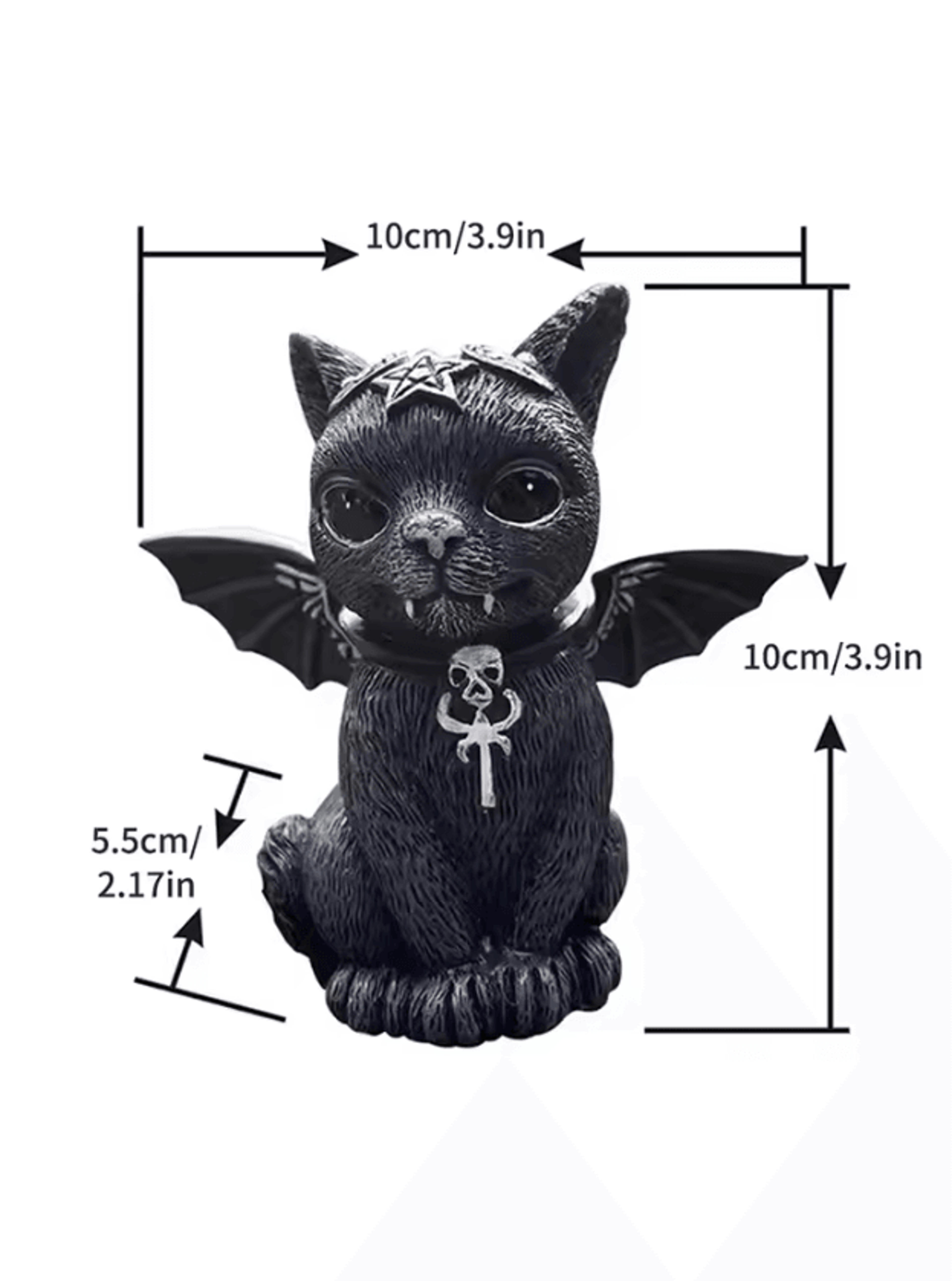 Black Witch Cat Statue  Black Cat Figurine HandPainted Halloween Desk  Home Decor 4