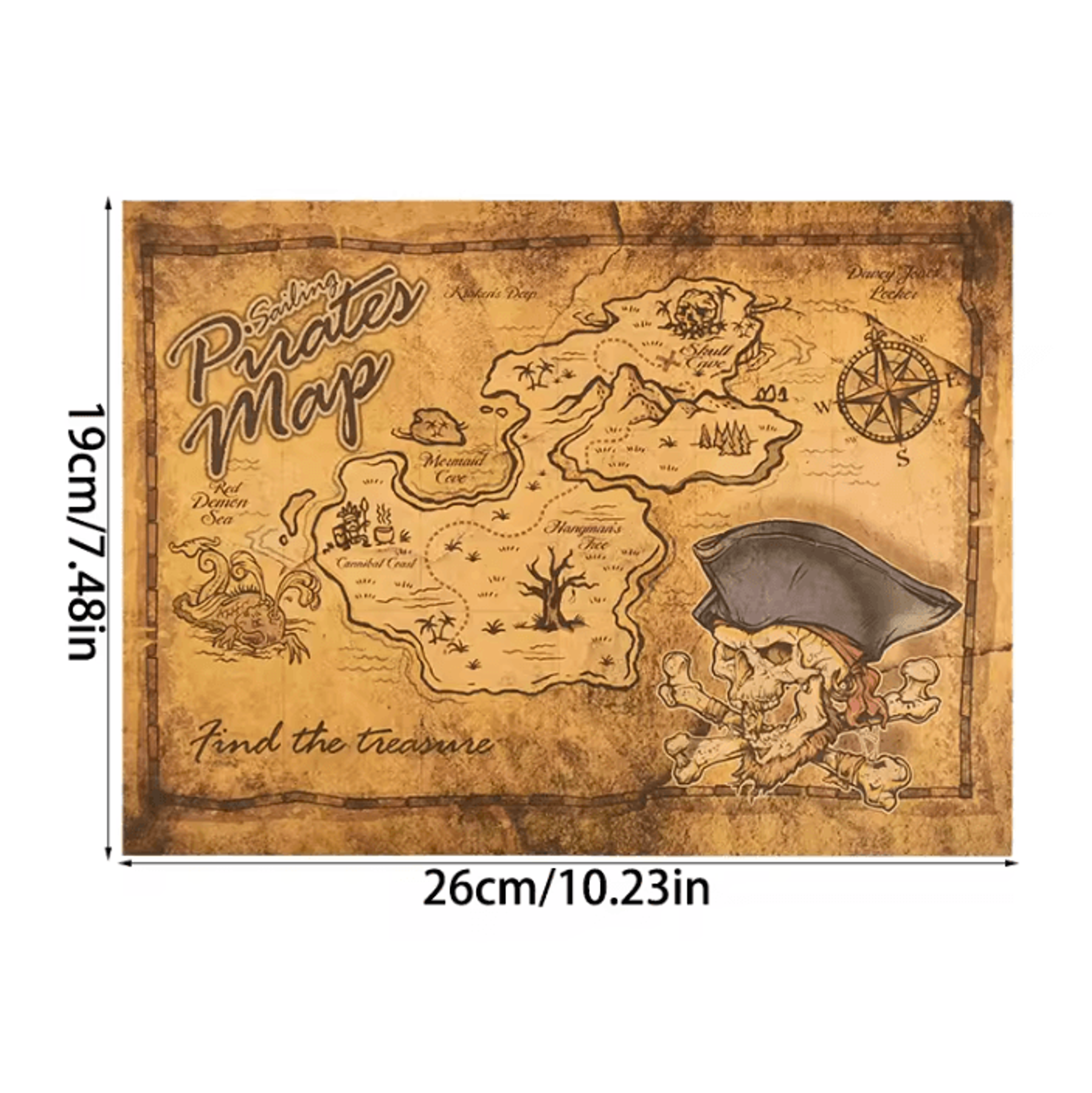 Vintage Pirate Treasure Map  Pirate Treasure Map For Kids Parties Treasure Hunts  Halloween Decor 5