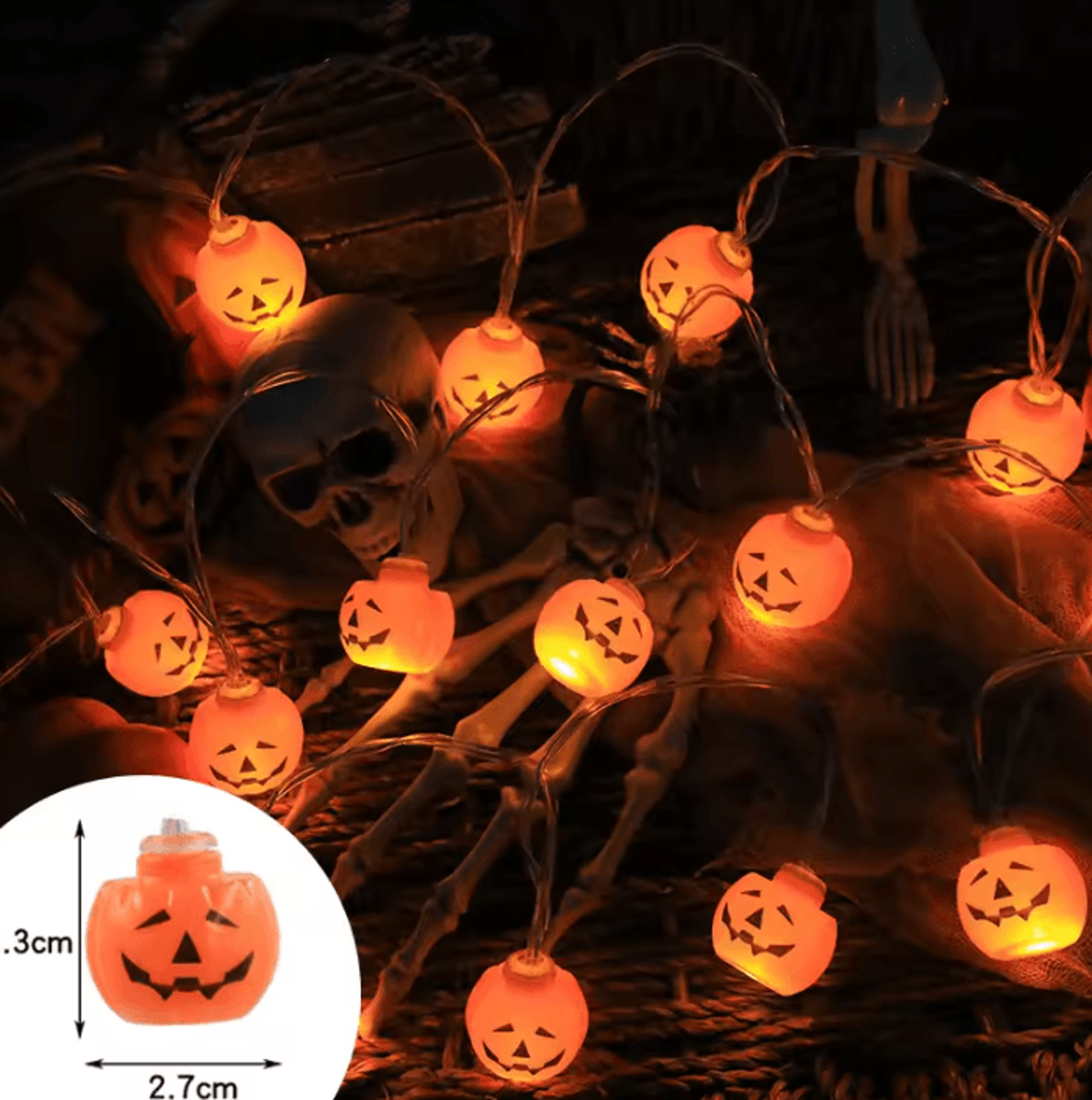 Halloween LED String Lights  Halloween String Lights Pumpkin Skull  Eyeball Party Decorations 5