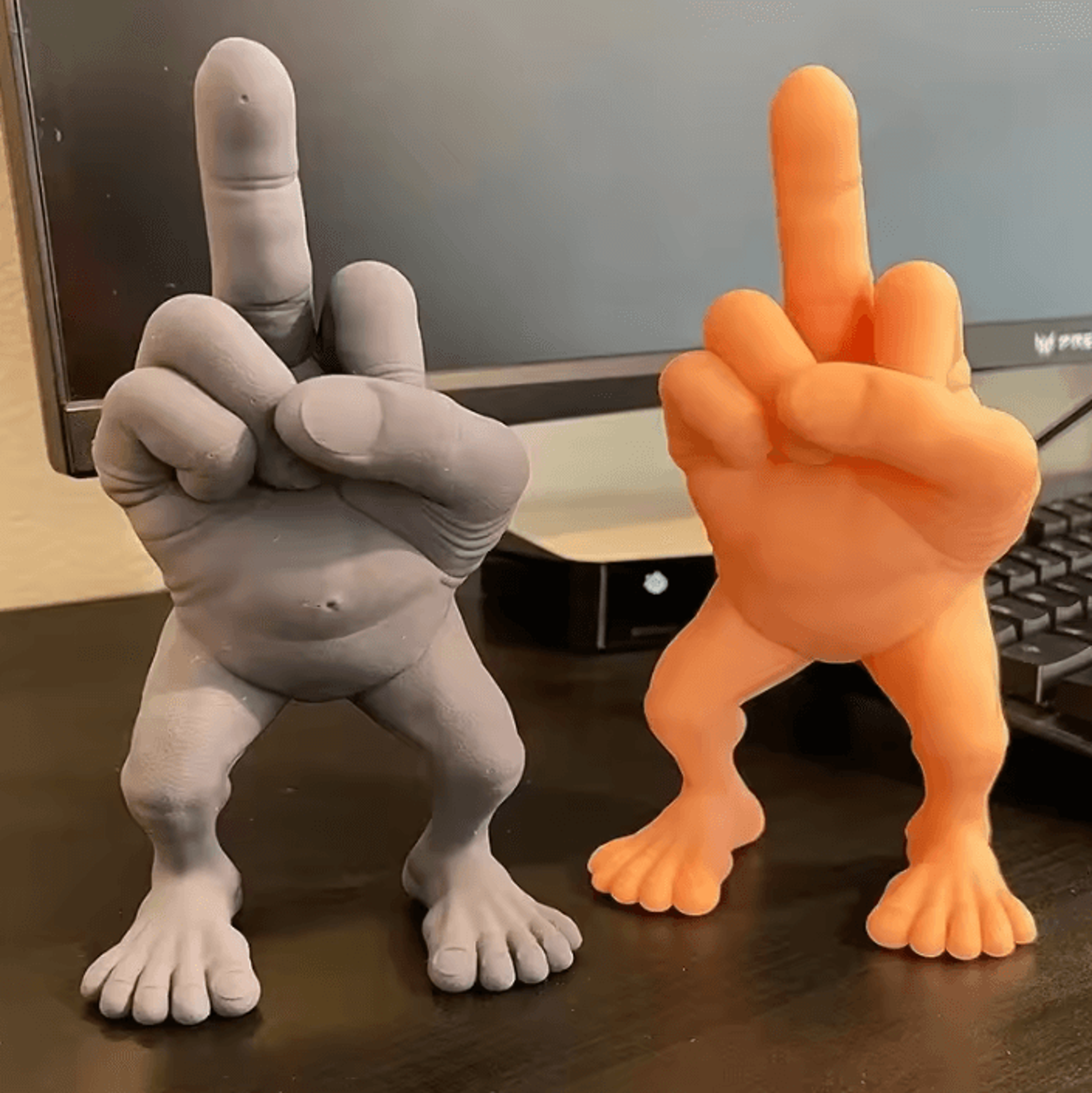 3D Printed Middle Finger Desk Figurine  Funny Office Desk Decor Novelty Middle Finger Figure With L 0