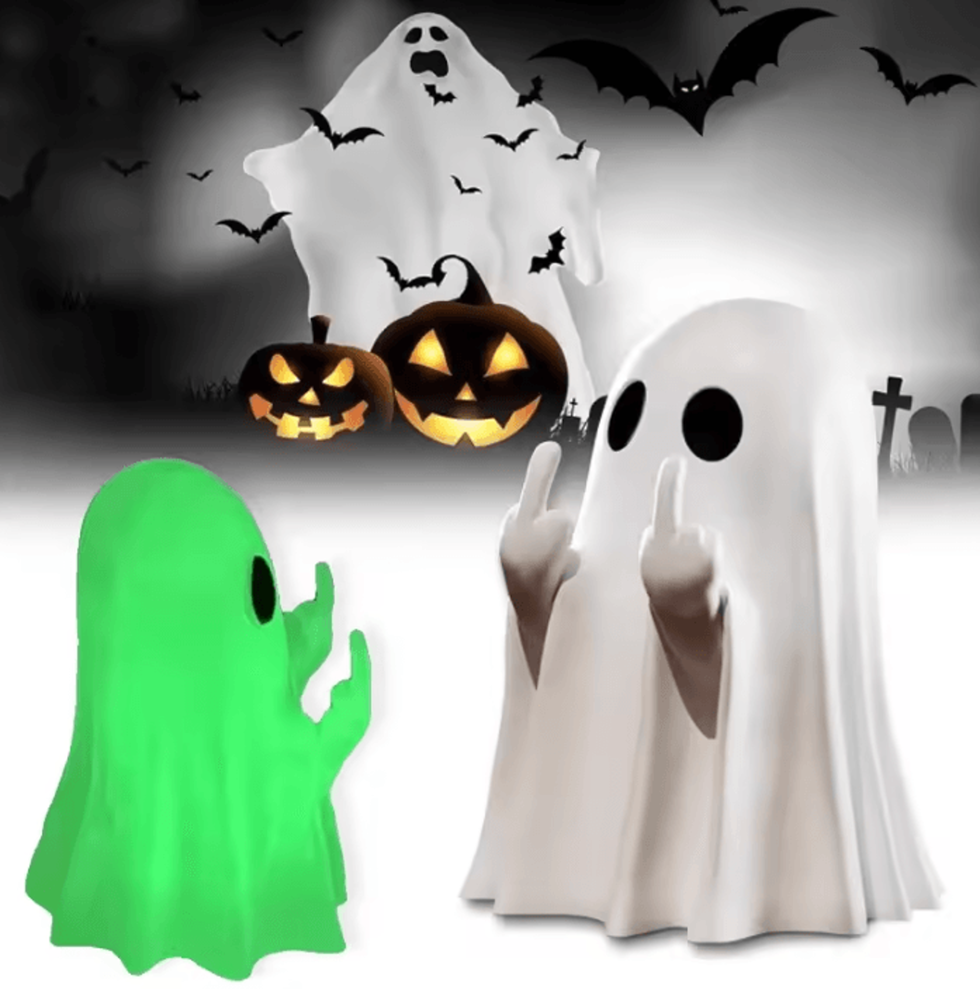 GlowintheDark Middle Finger Ghost Figurine  Funny Ghost Statue Halloween Desk Decor For Car Home  O 2