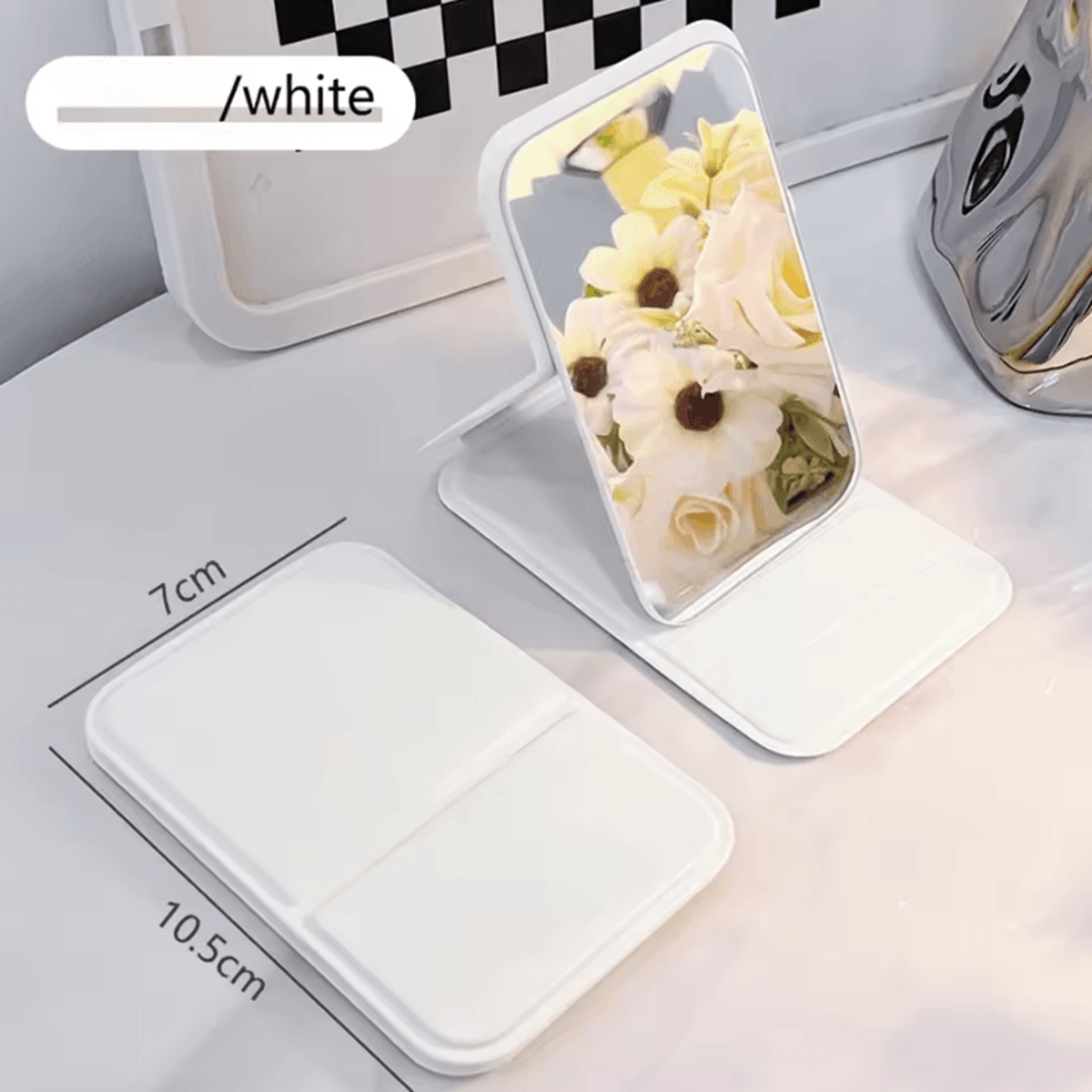 Portable Folding Makeup Mirror  Travel Makeup Mirror HD Folding Mirror With Desktop Stand 2