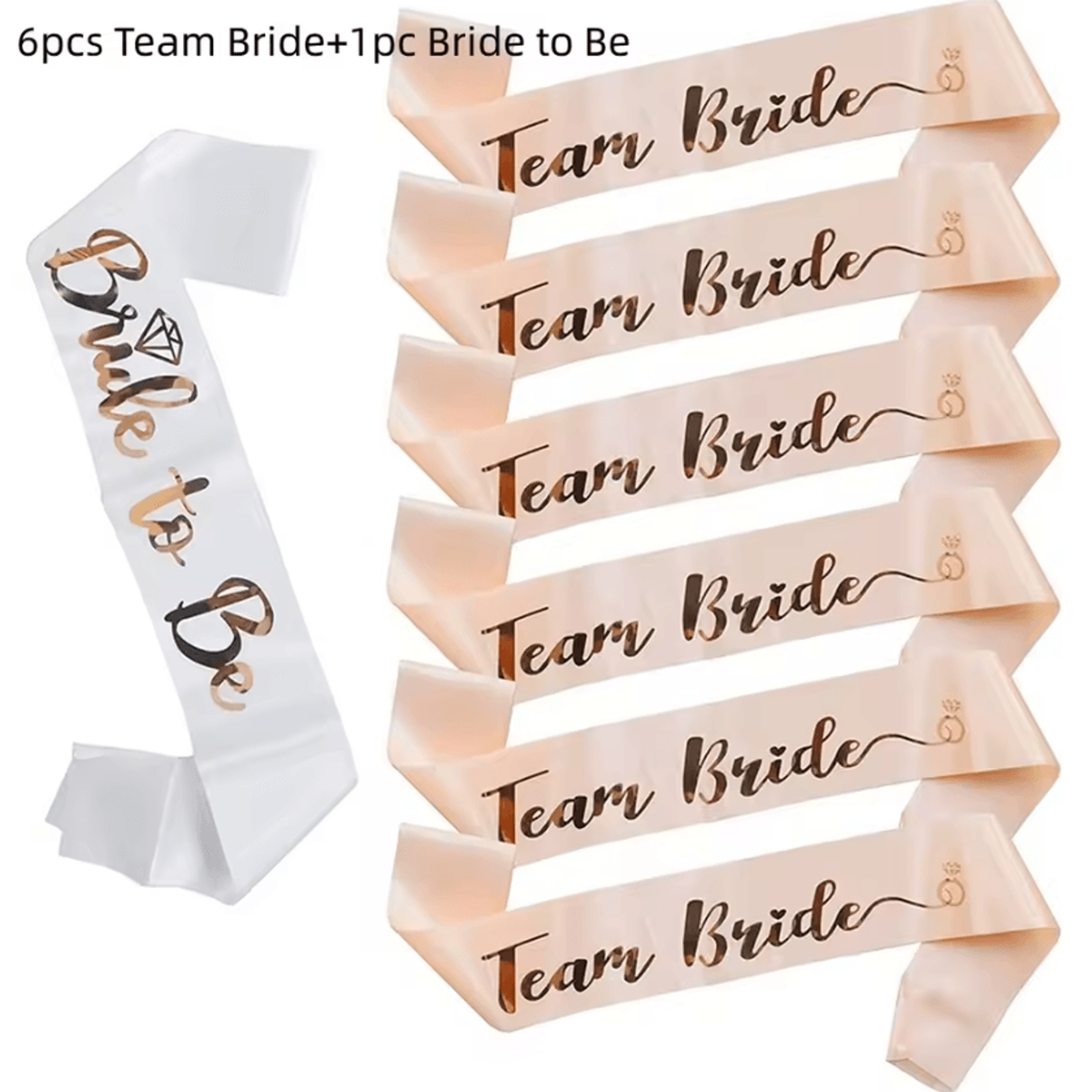 Rose Gold Bride To Be  Team Bride Satin Sash Set  Bachelorette Party Accessories 7