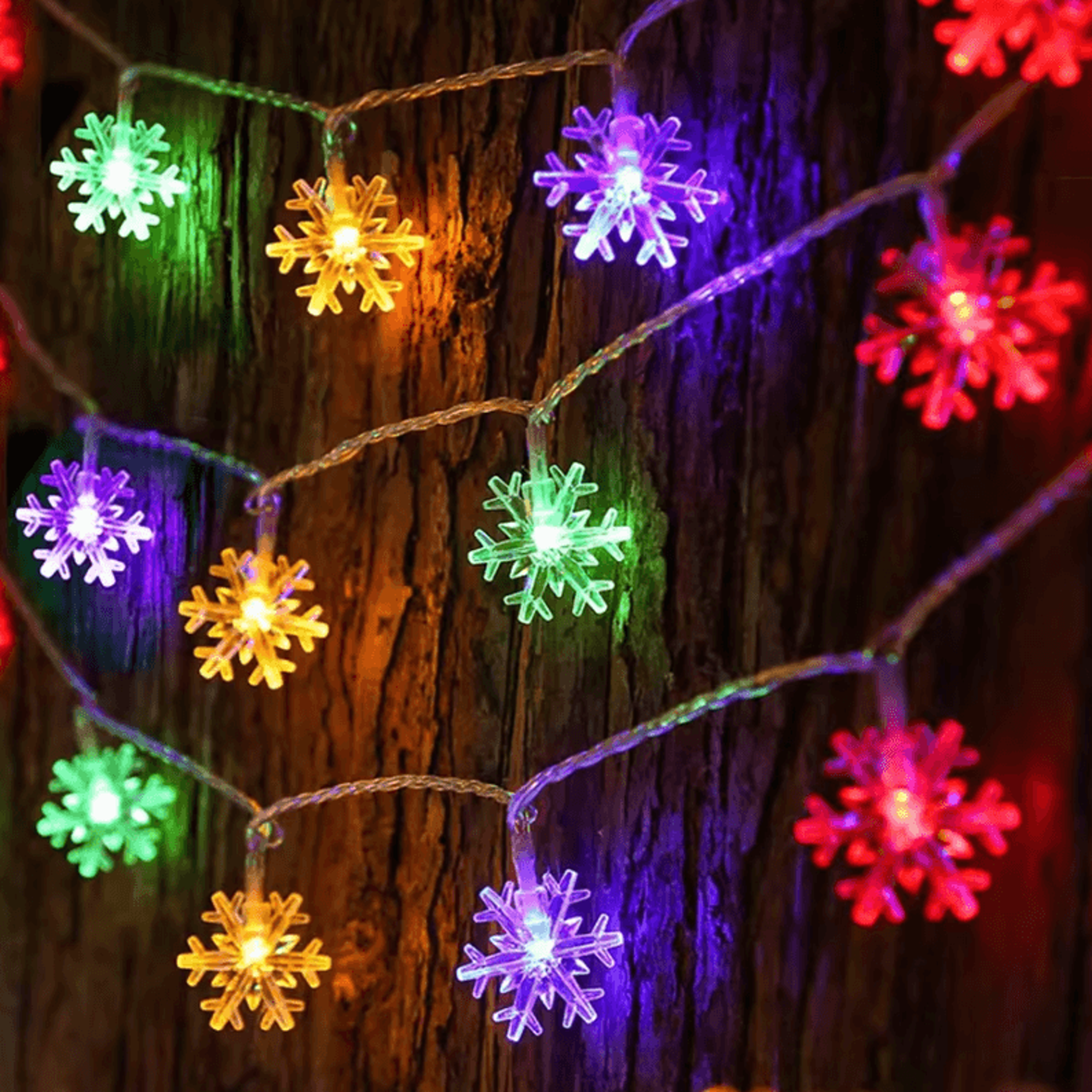 102040 LED Snowflake String Lights  USBBattery Christmas Fairy Lights 3