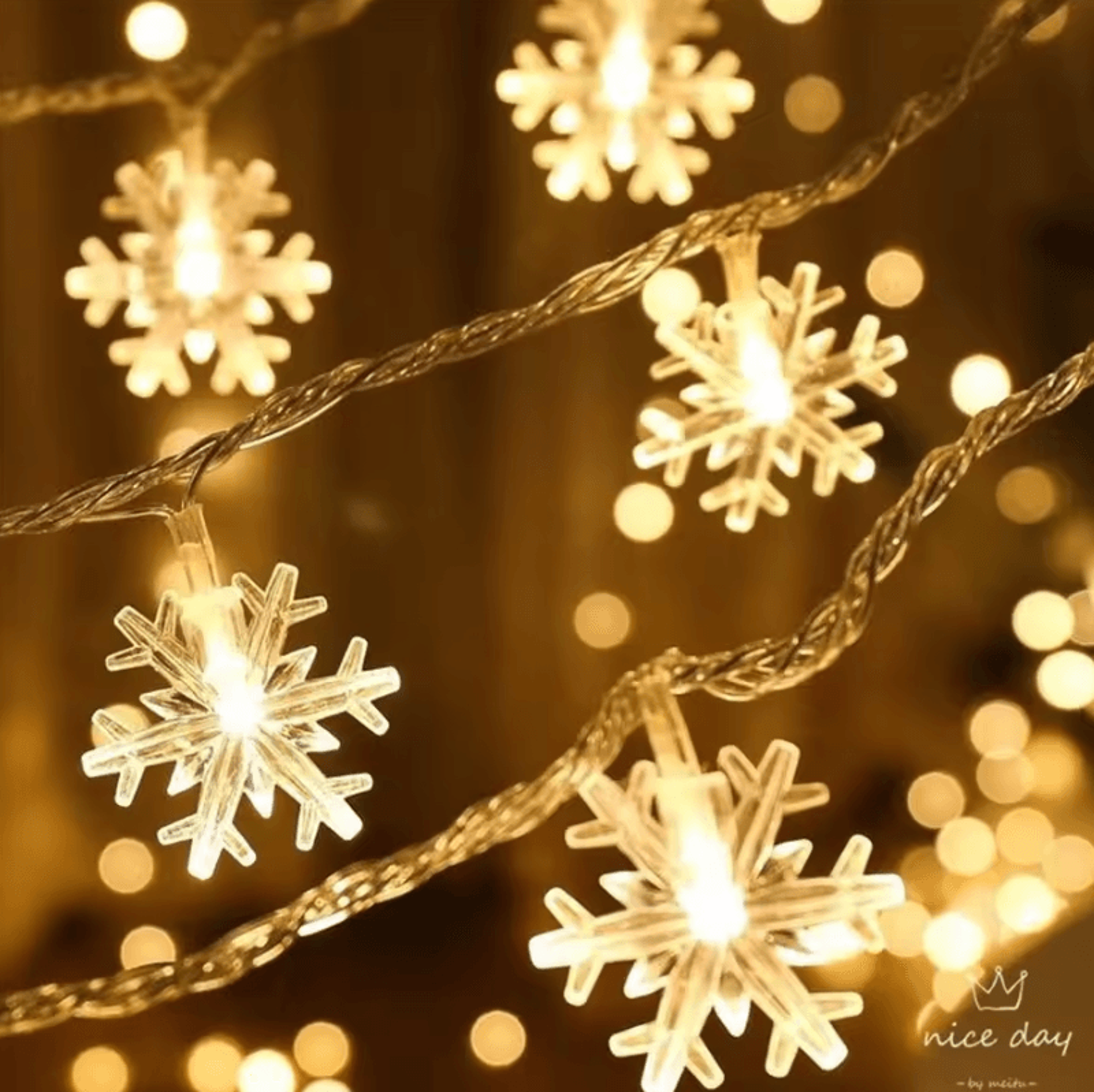 102040 LED Snowflake String Lights  USBBattery Christmas Fairy Lights 4