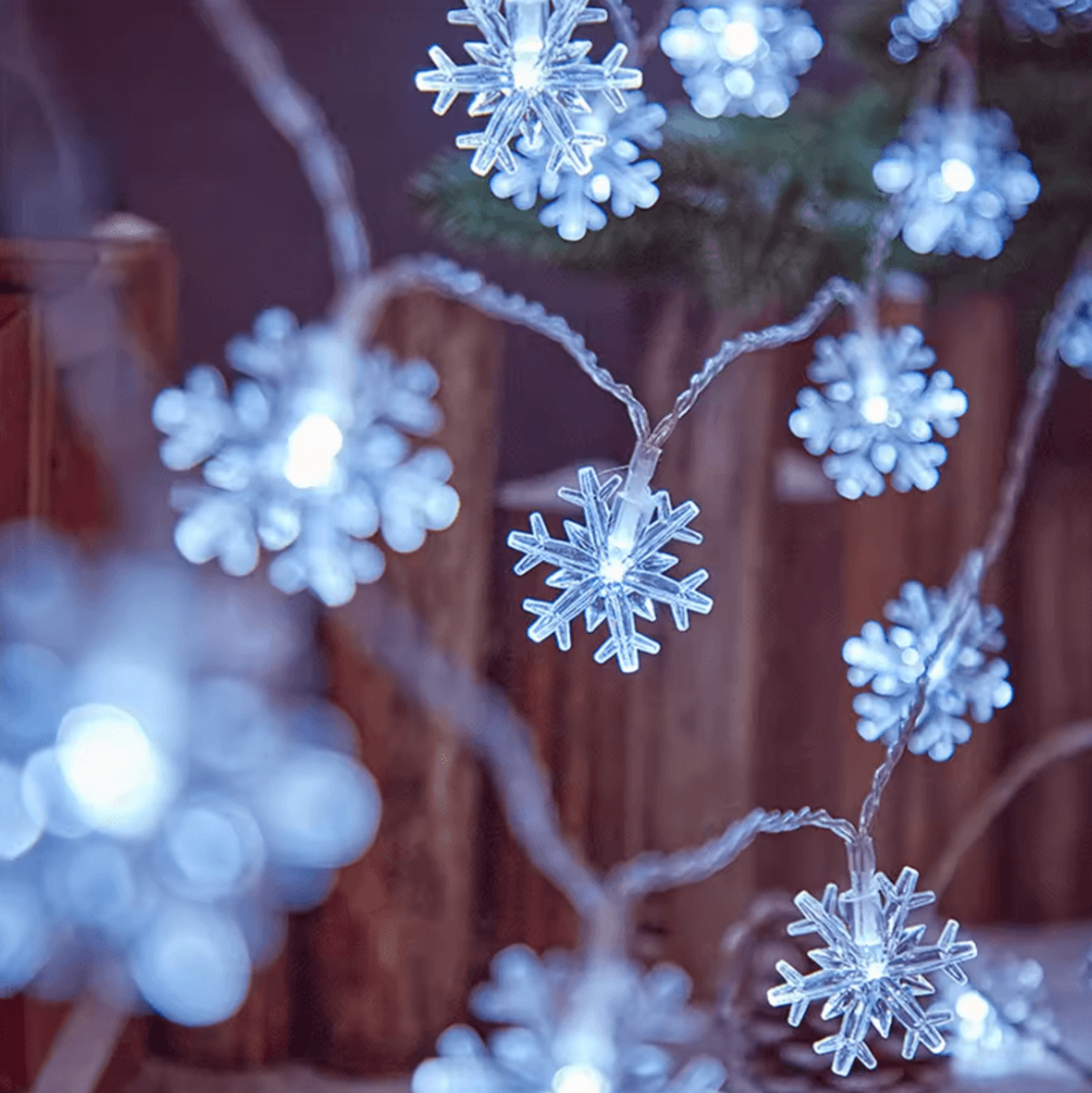 102040 LED Snowflake String Lights  USBBattery Christmas Fairy Lights 5