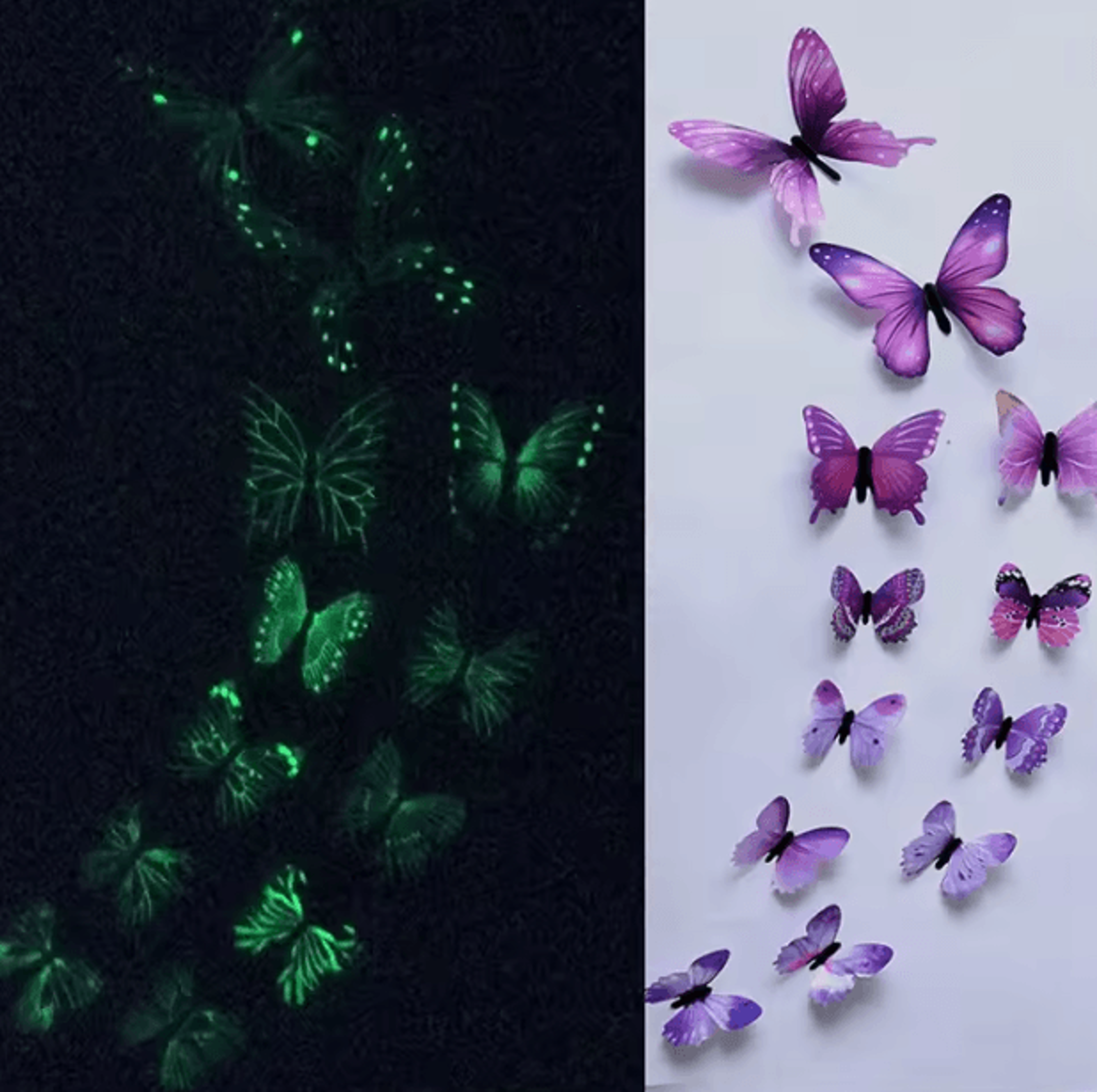 12Pcs 3D Luminous Butterfly Wall Stickers  Glow In The Dark Home  Party Decor 2