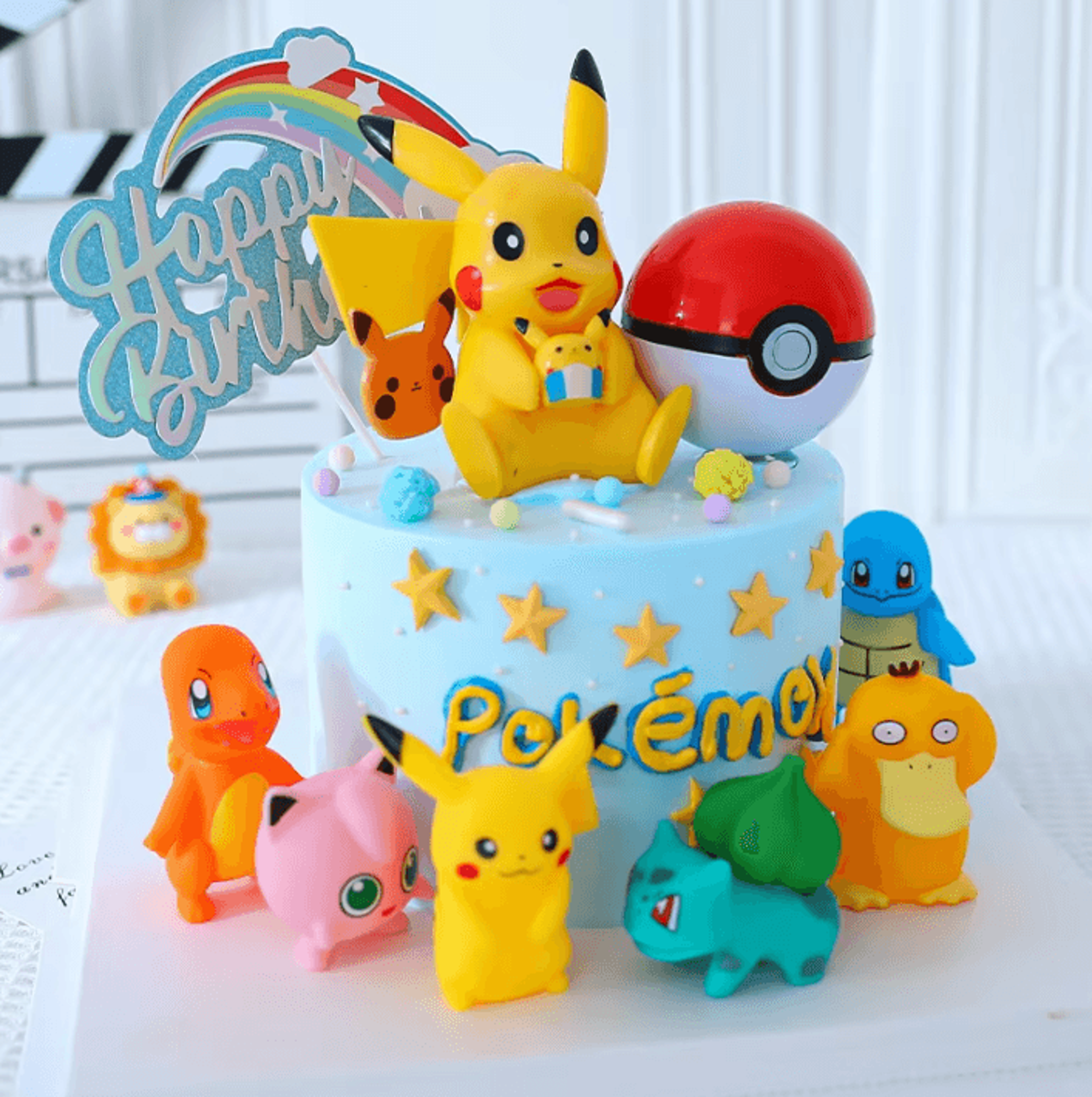 Pokemon Cake Decoration Set  Pikachu Figures  Poke Ball Birthday Cake Toppers 1