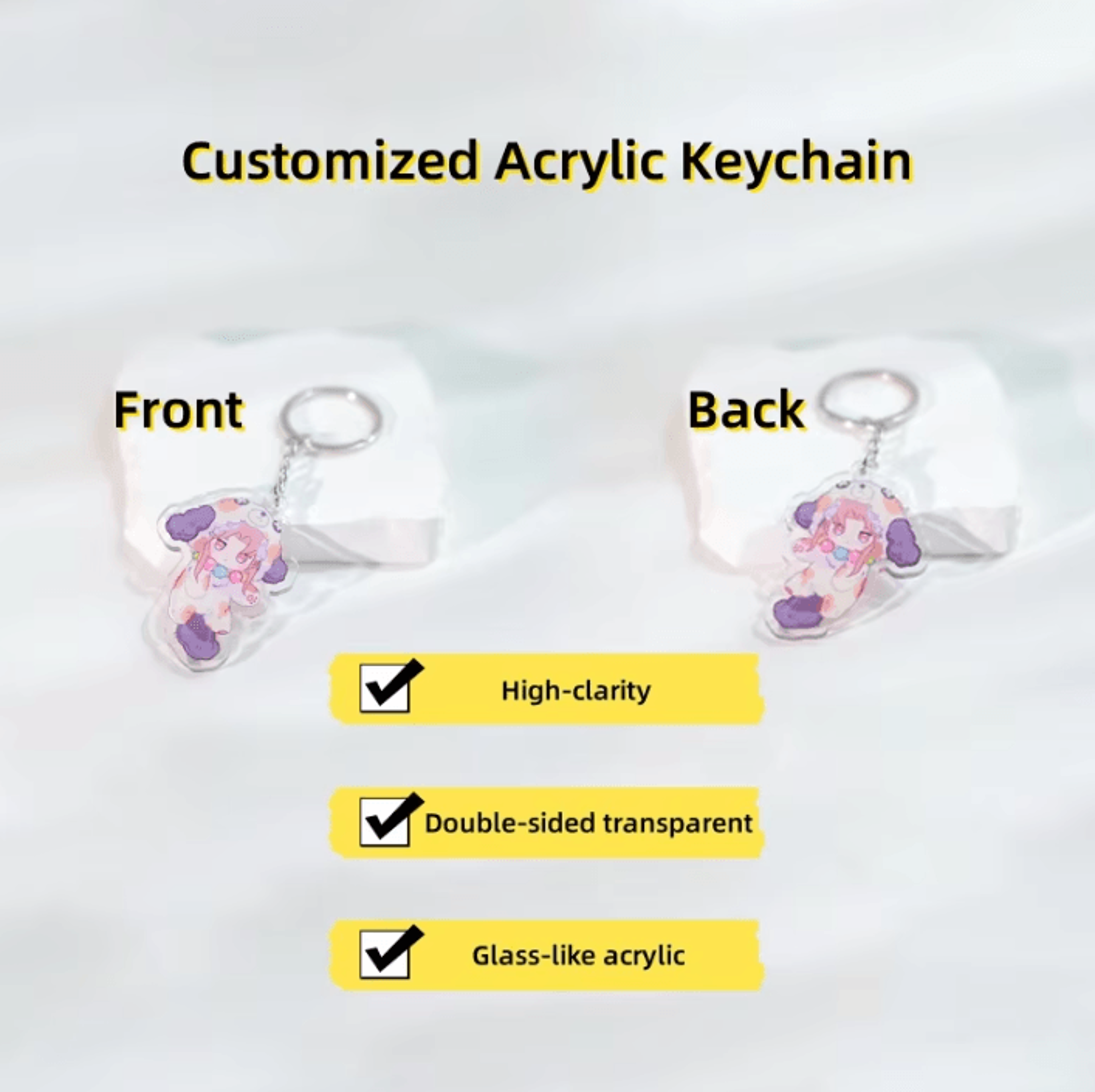 5cm Transparent Anime Acrylic Keychain  HighDefinition Character Bag Charm 1