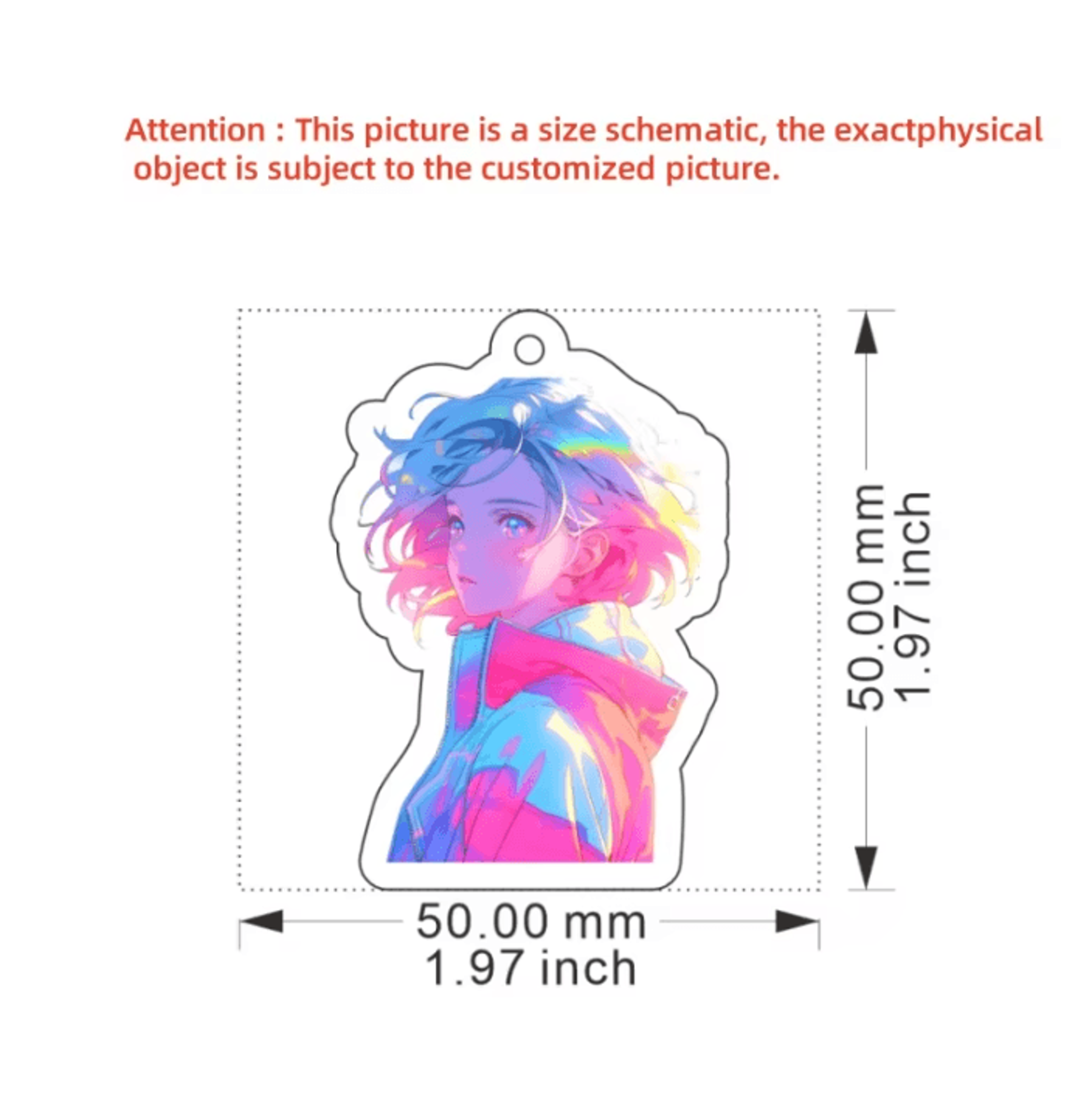 5cm Transparent Anime Acrylic Keychain  HighDefinition Character Bag Charm 2