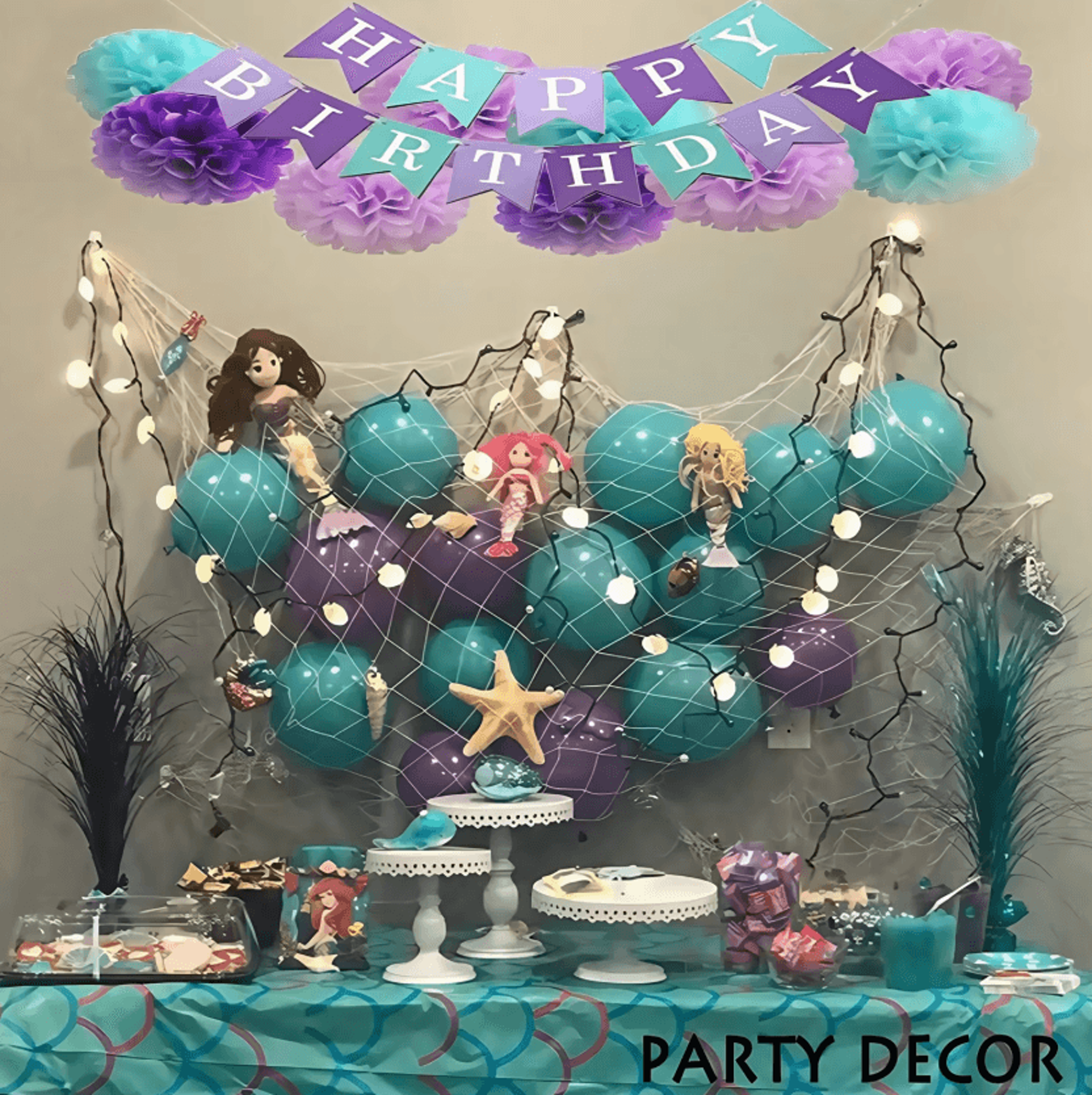 39x79in Decorative Fish Net  Nautical Beach Pirate  Mermaid Party Decor 3