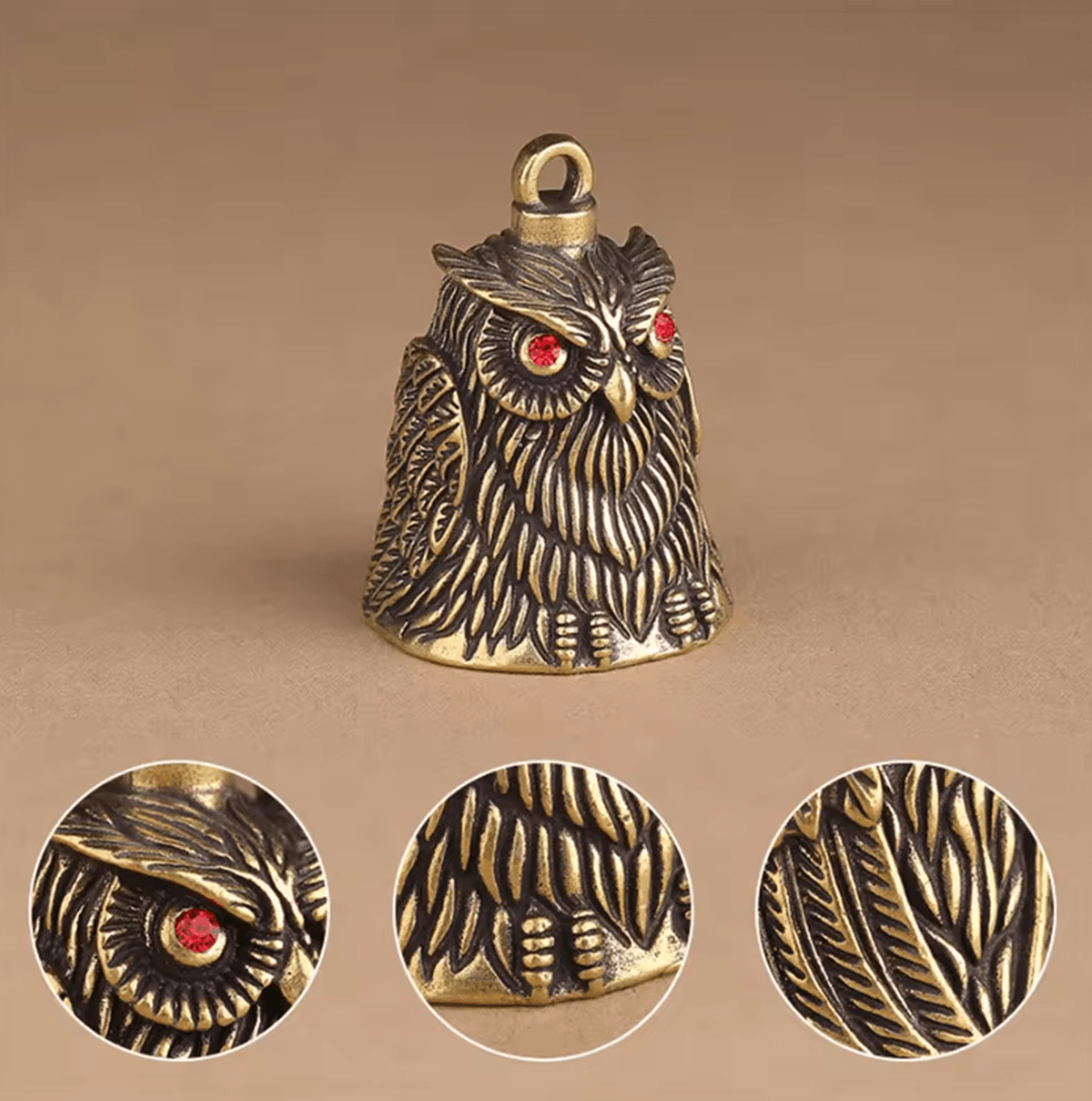 Vintage Brass Owl Bell Good Luck Charm For Keychains Wind Chimes And Home Decor 3