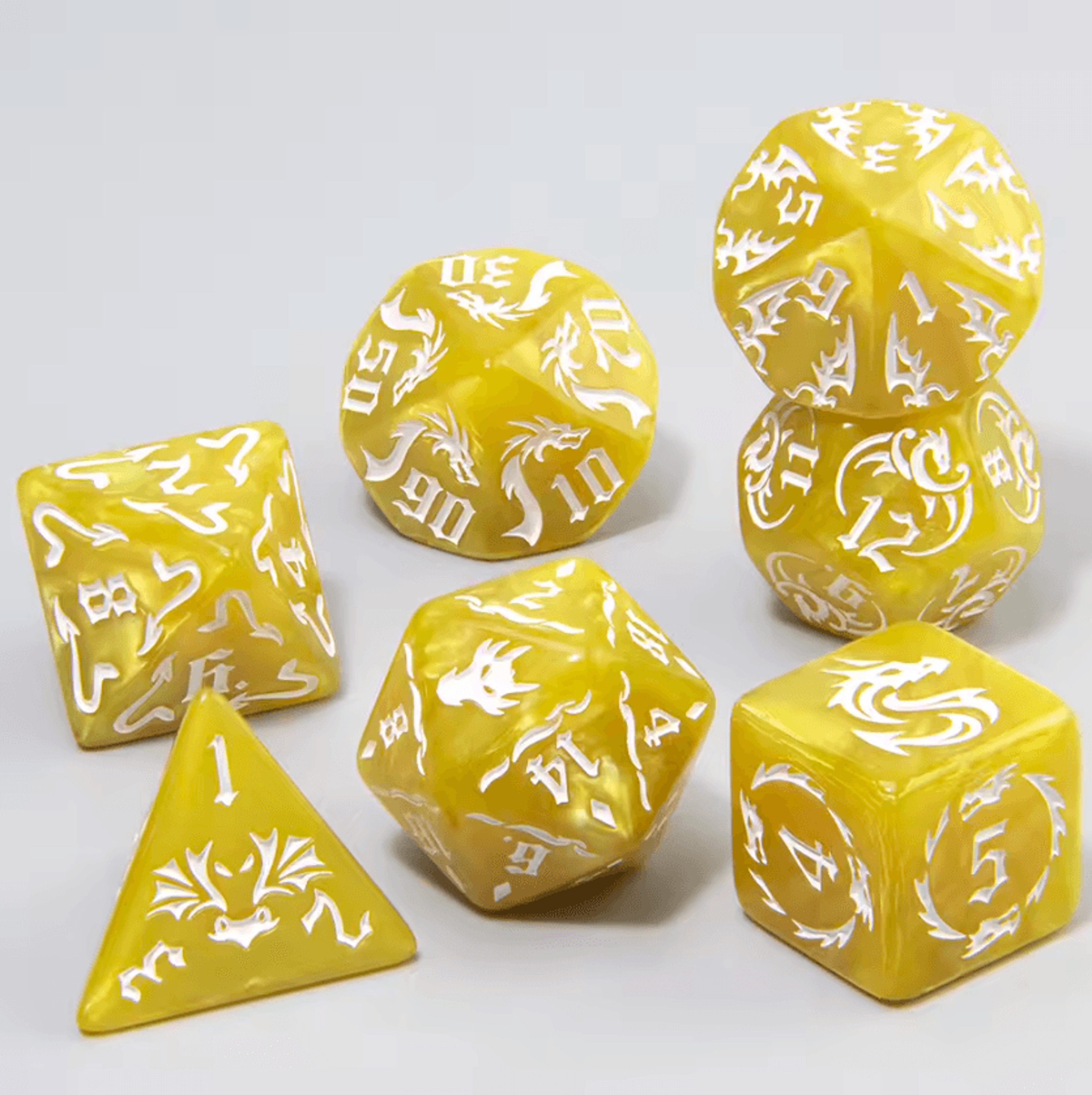 7Piece Dragon Pattern Marble Polyhedral Dice Set For DND RPG Games 6