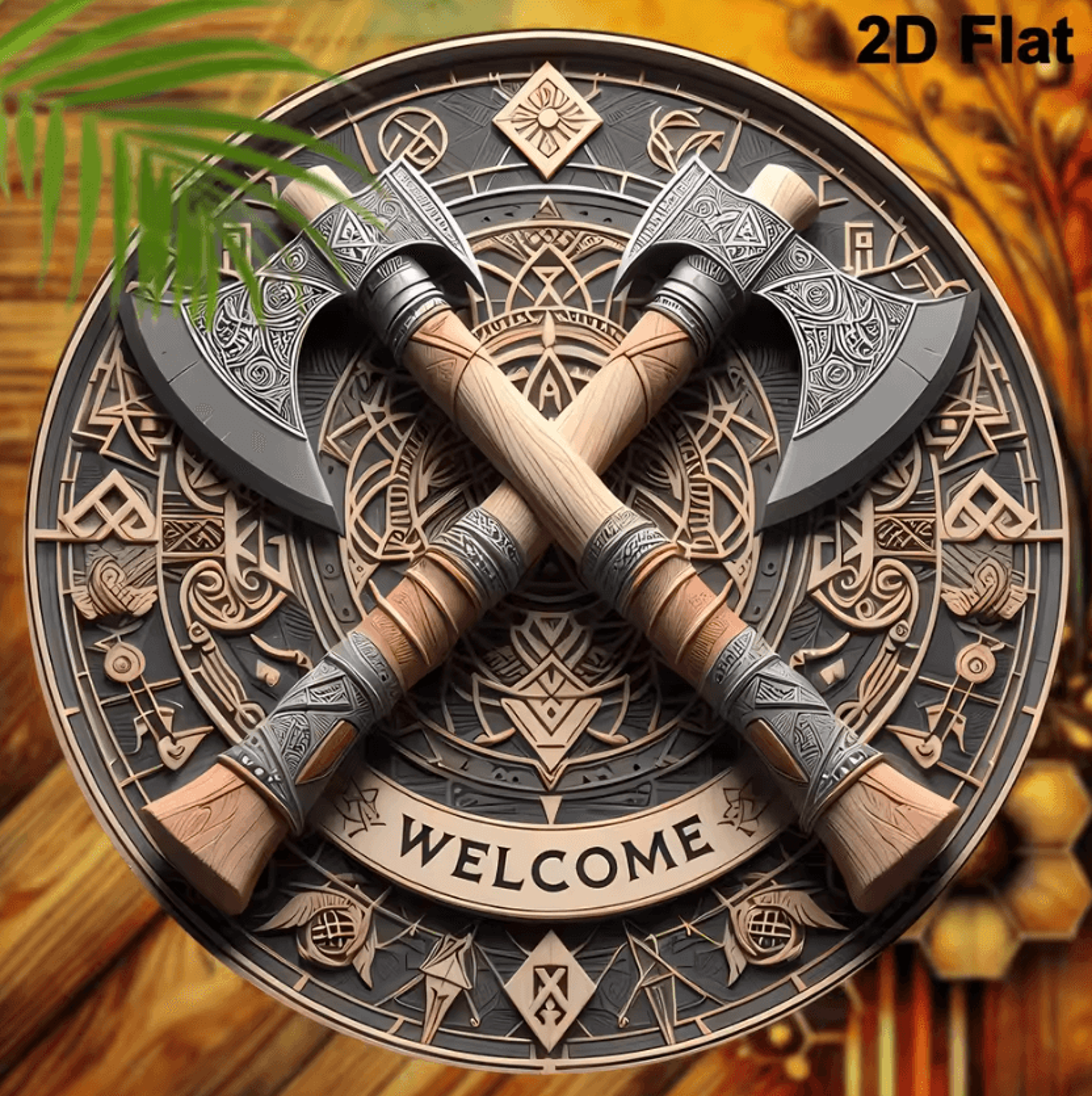 8Inch Viking Axe Welcome Sign  Rustic Nordic Wall Decor 1