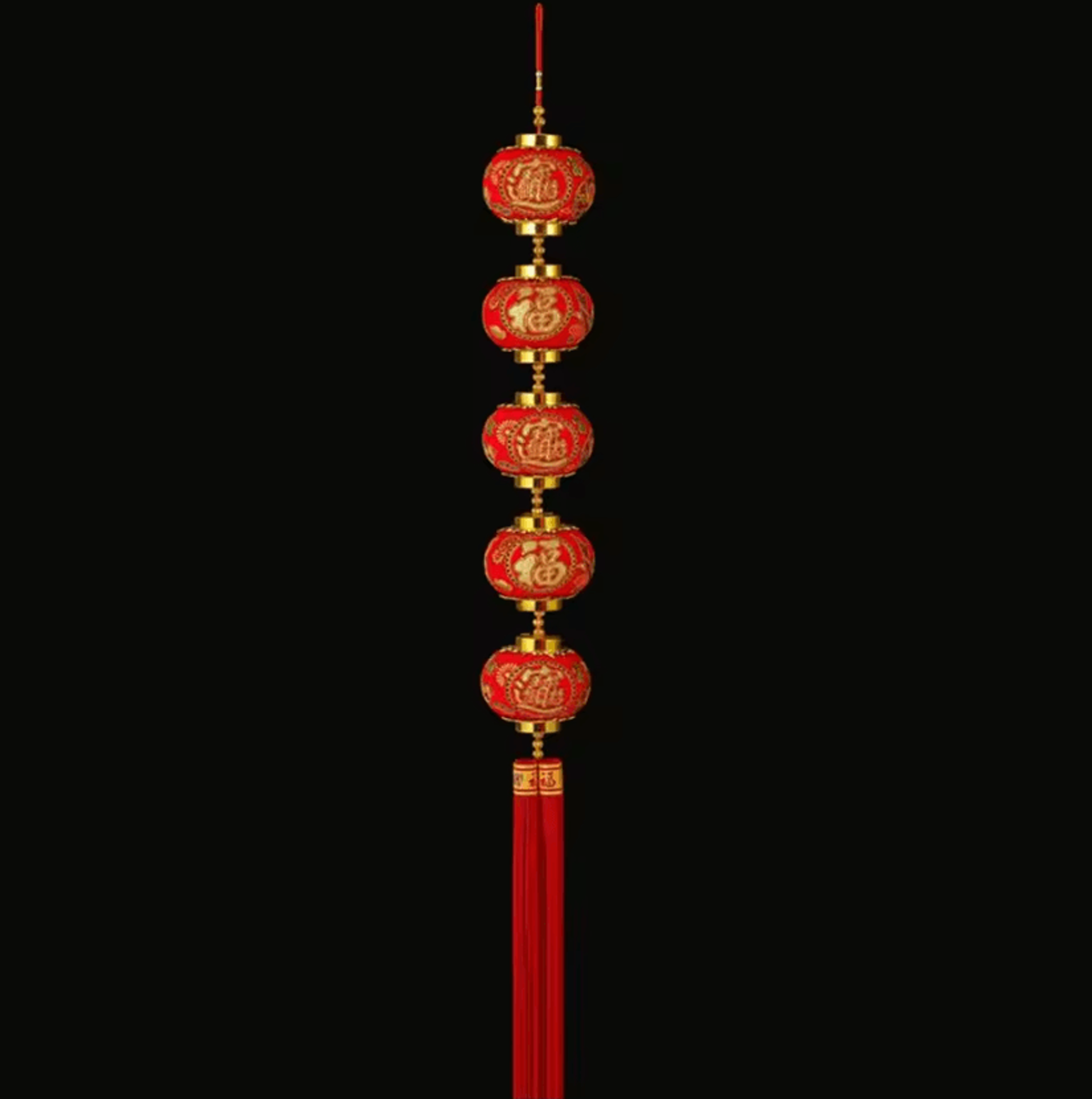 Chinese New Year Red Lantern String  Traditional Hanging Festival Decor 5