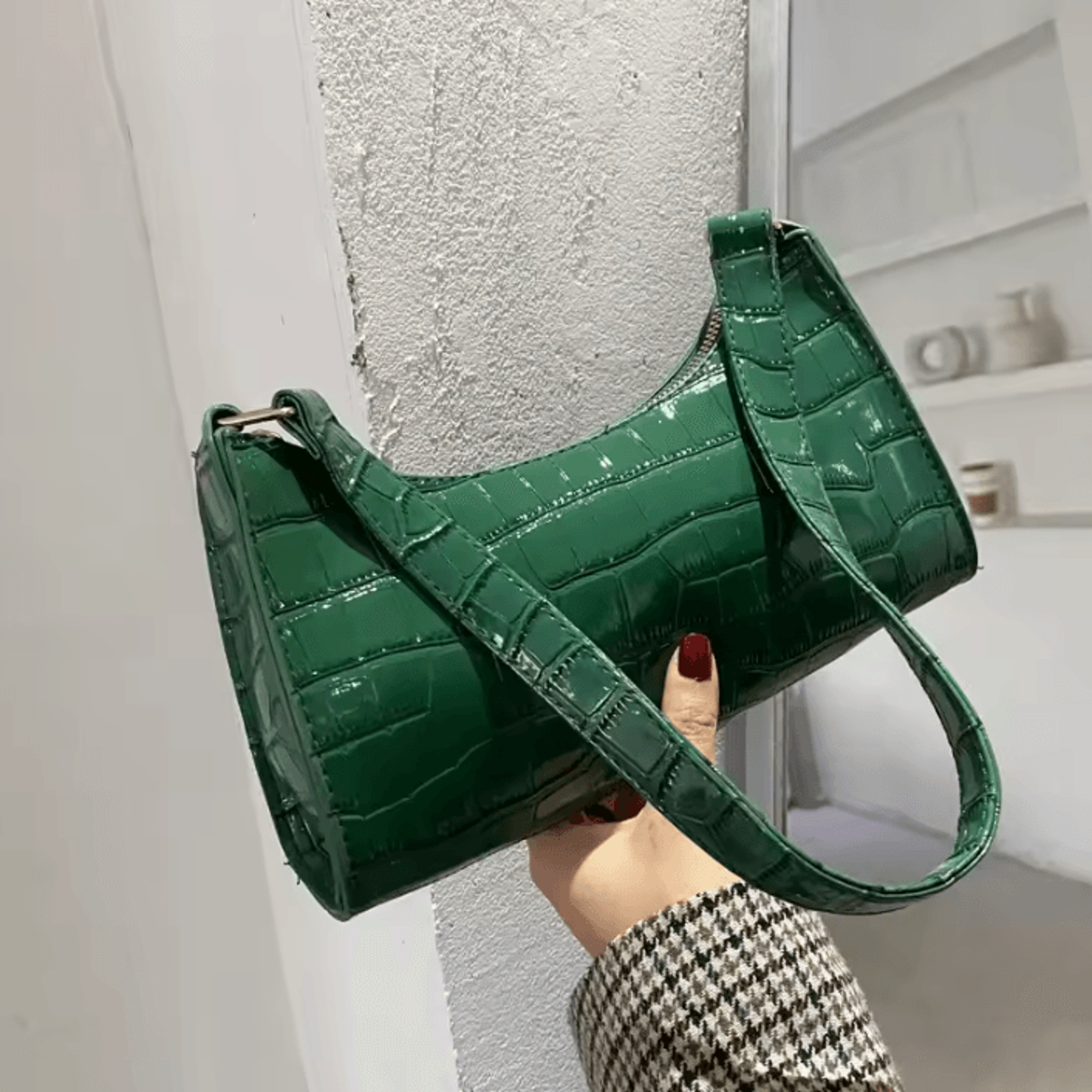 Retro Alligator Pattern PU Leather Shoulder Bag  Small Underarm Purse 5