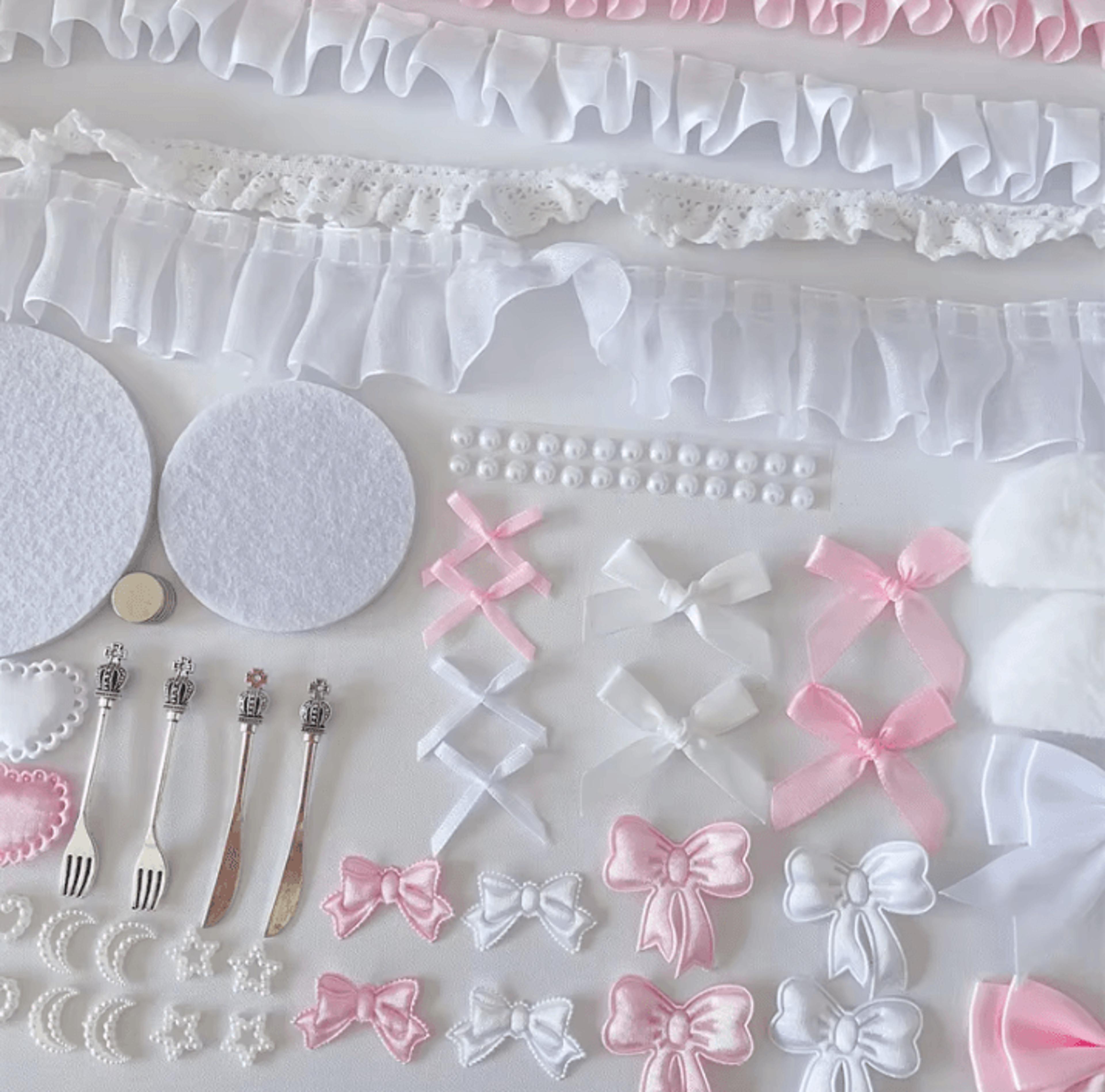 Barchito Pink Bow Lace DIY Accessory Kit  Decorative Material Set 3