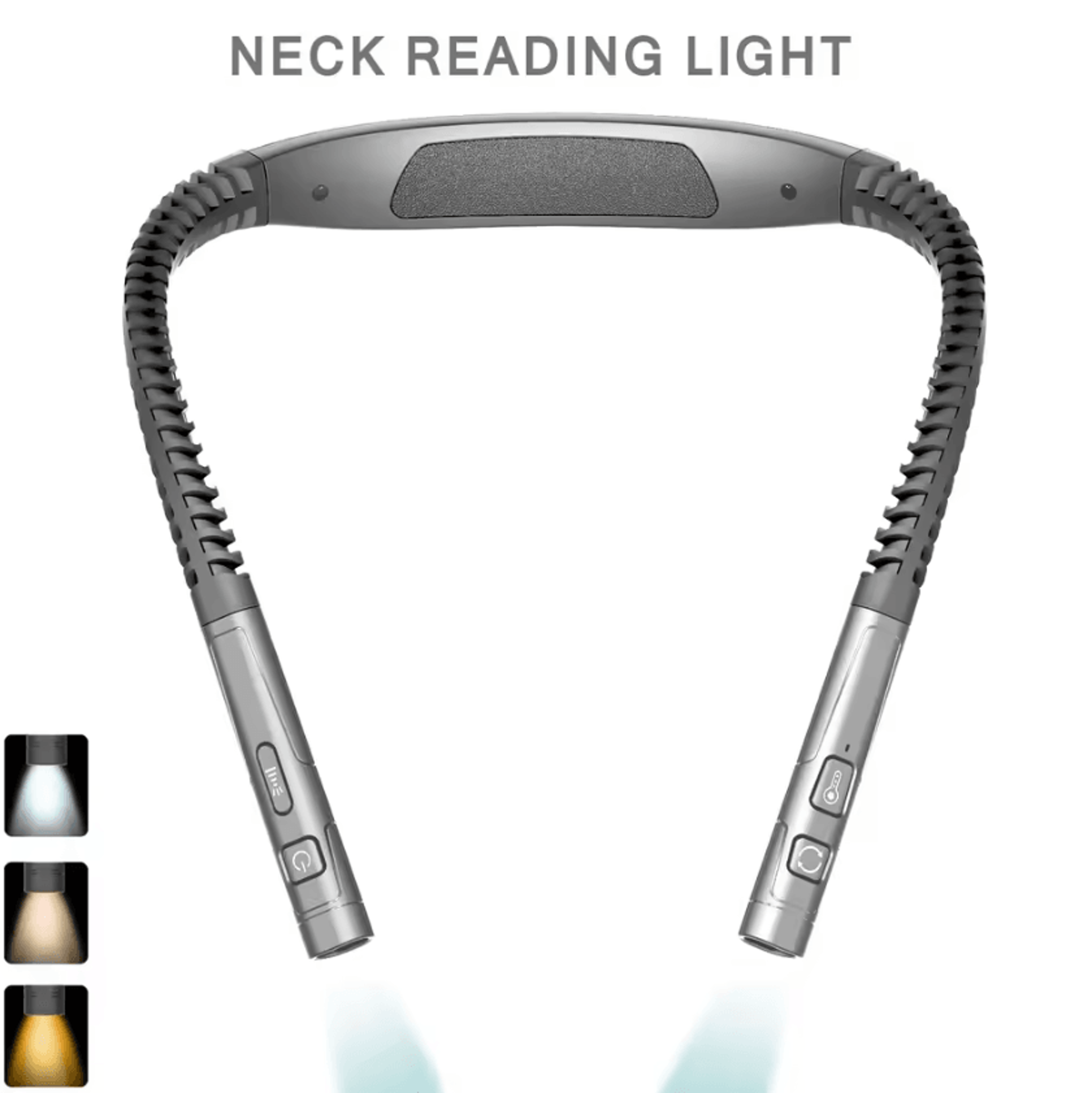 USB Rechargeable LED Neck Reading Light  3 Color HandsFree Book Lamp 3
