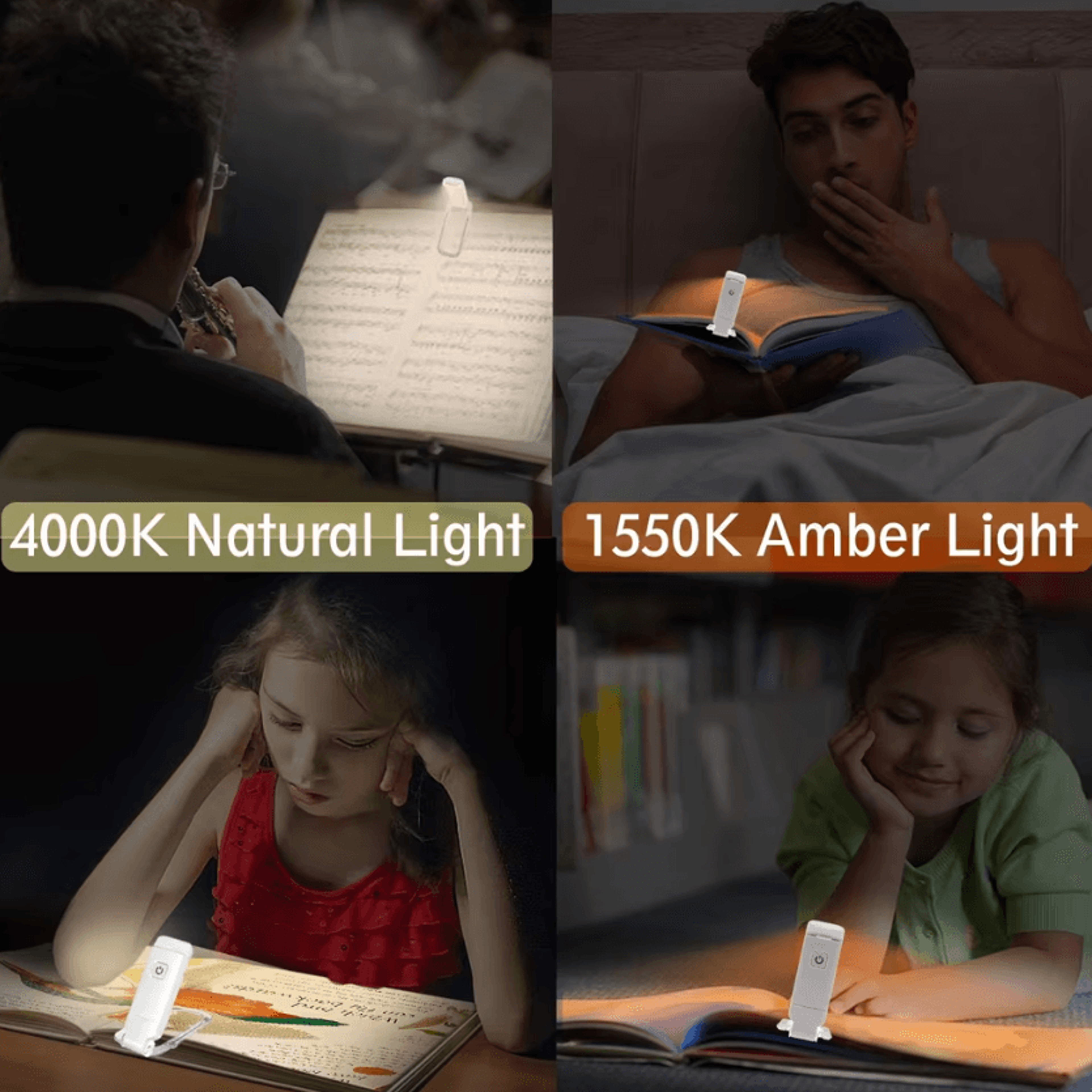 USB Rechargeable Clip On Book Light  Adjustable LED Reading Lamps 2