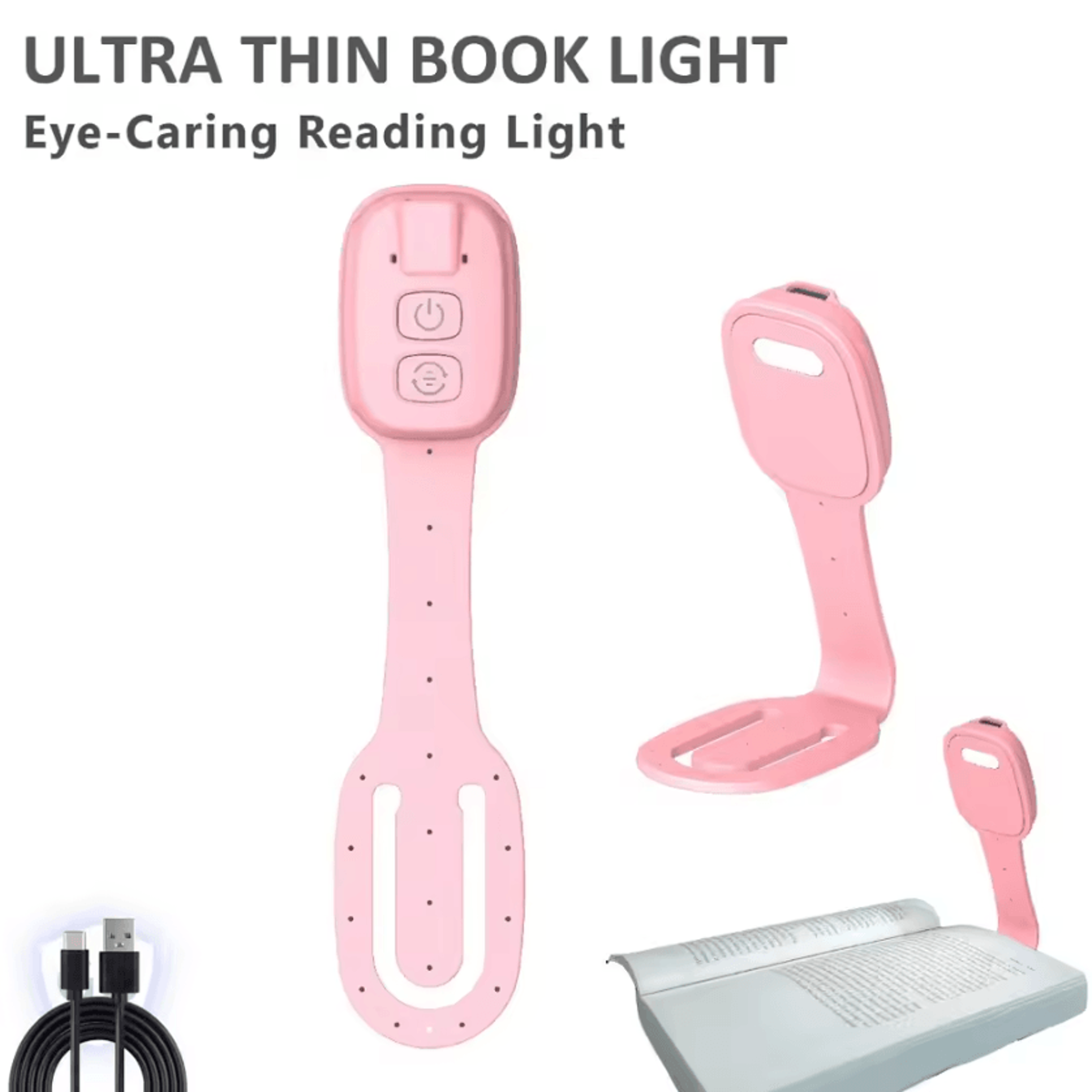 2in1 Rechargeable Bookmark Book Light  UltraThin Dimmable Clip On Reading Lamp 4