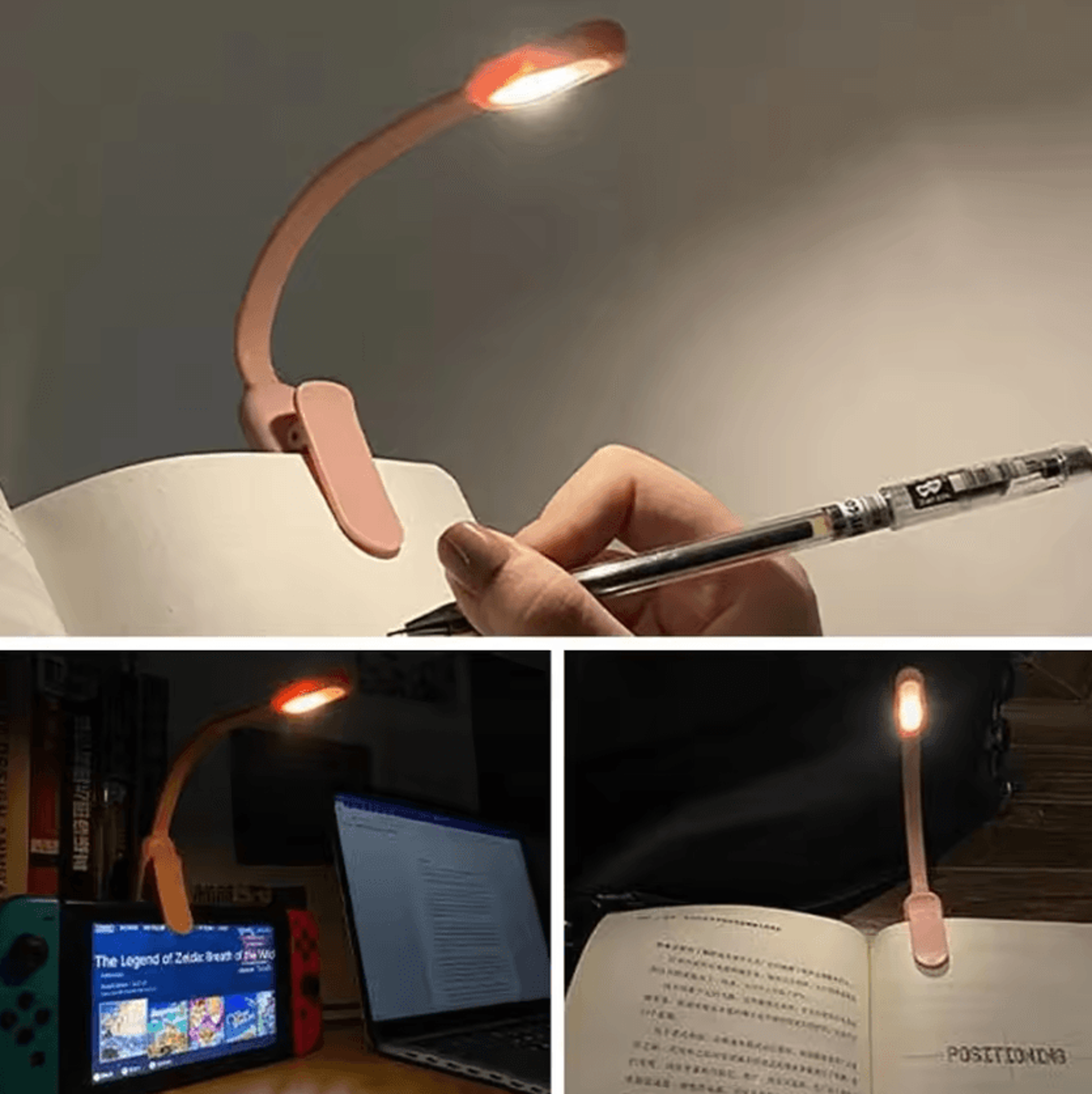 Rechargeable Mini Clip On Book Light  Flexible LED Bedside Reading Lamp 0