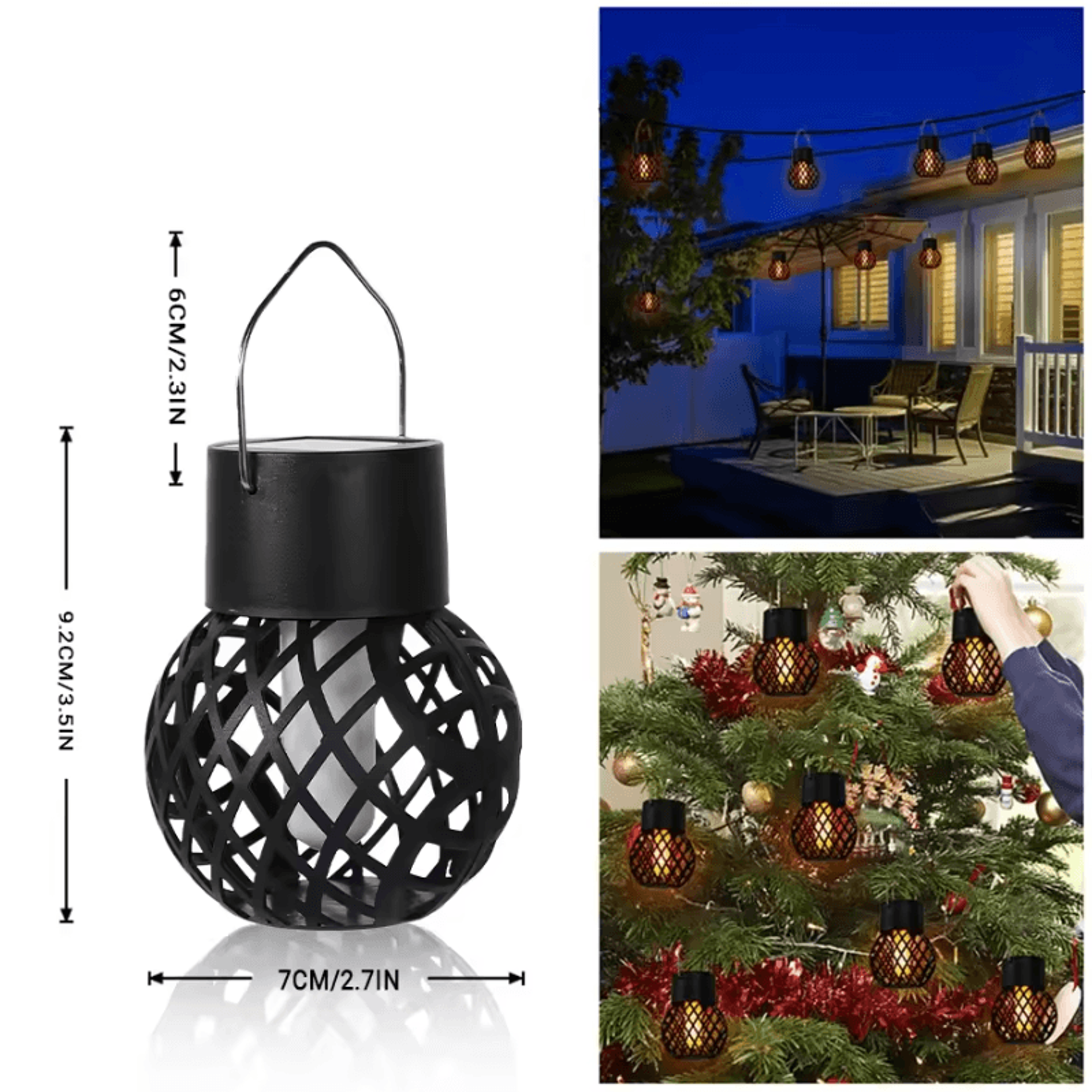 Retro Solar Flame Lantern  IP65 Outdoor Hanging Garden Light 4