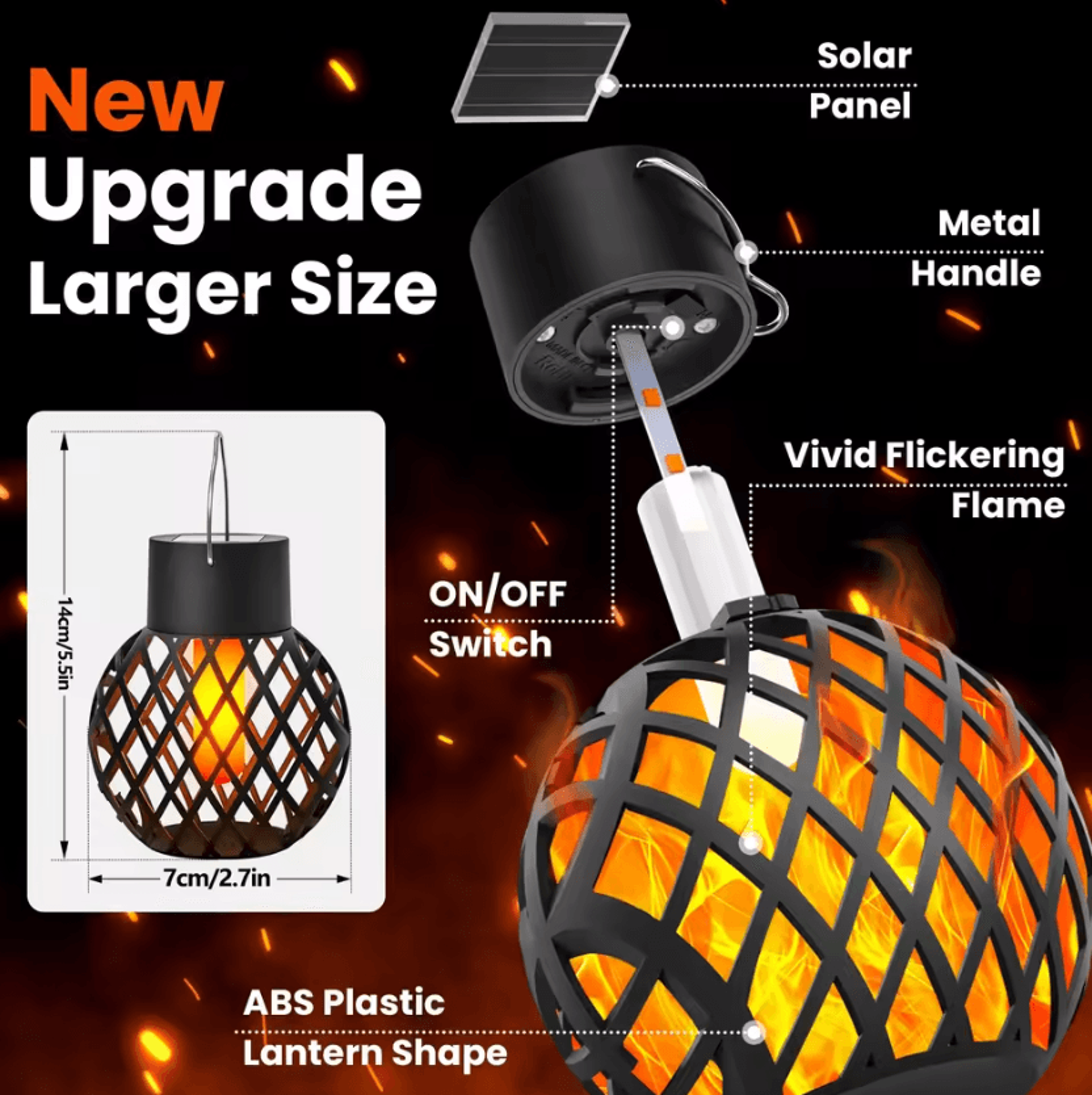 Retro Solar Flame Lantern  IP65 Outdoor Hanging Garden Light 7