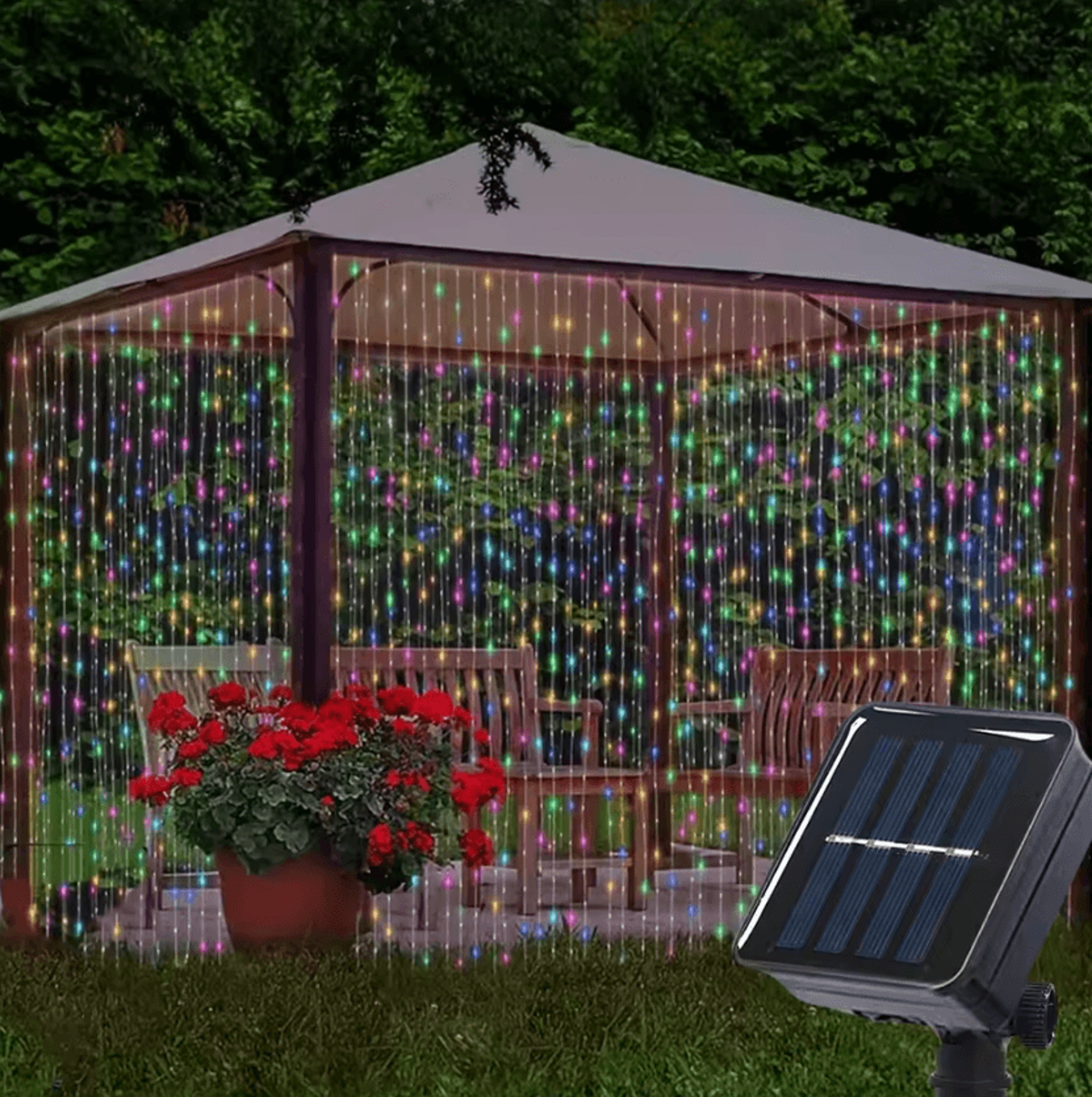 100300 LED Solar Curtain Lights  Waterproof Outdoor Fairy Lights With 8 Modes 6
