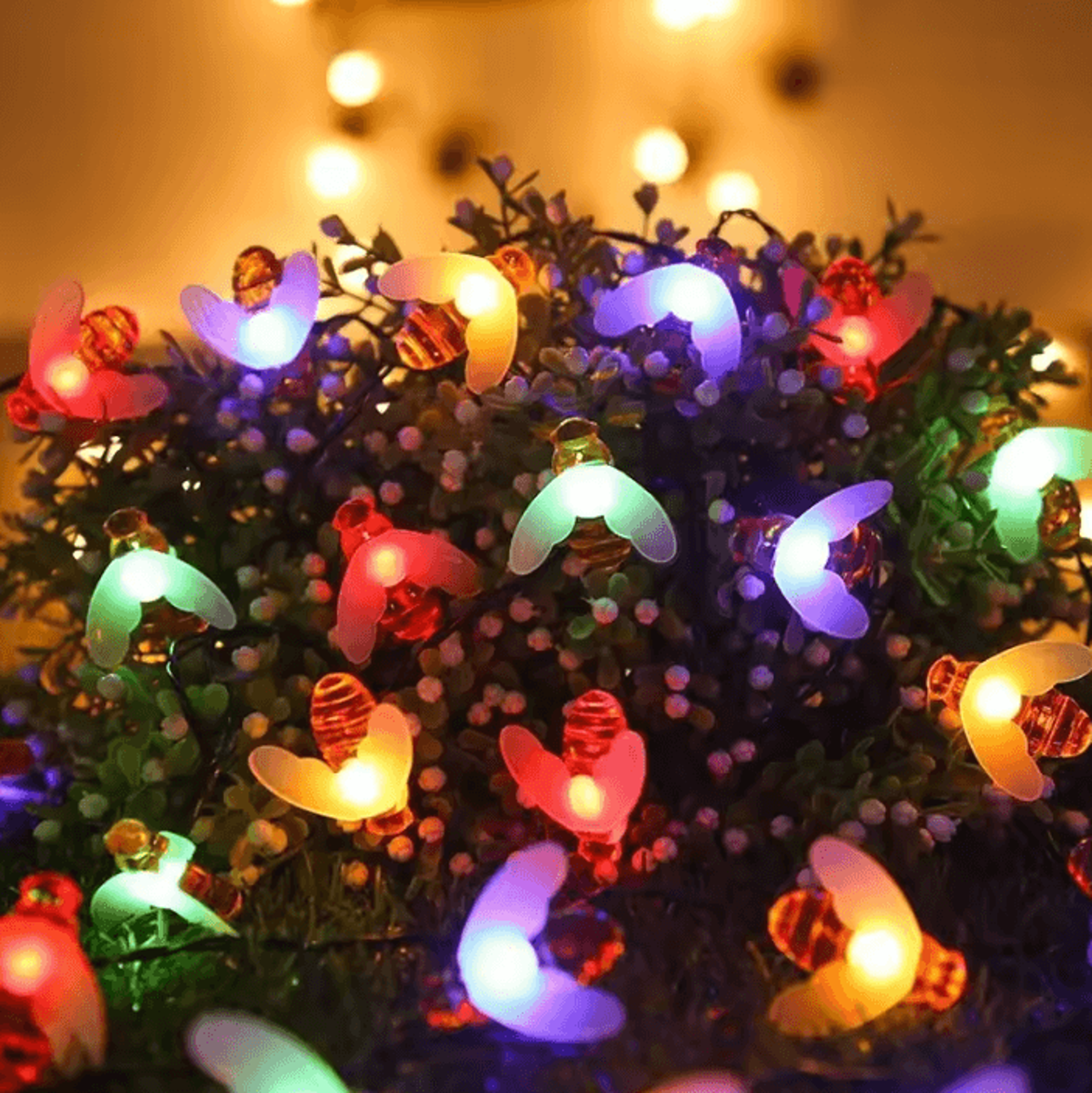 20100 LED Solar Bee String Lights  8 Mode Outdoor Garden Fairy Lights 5