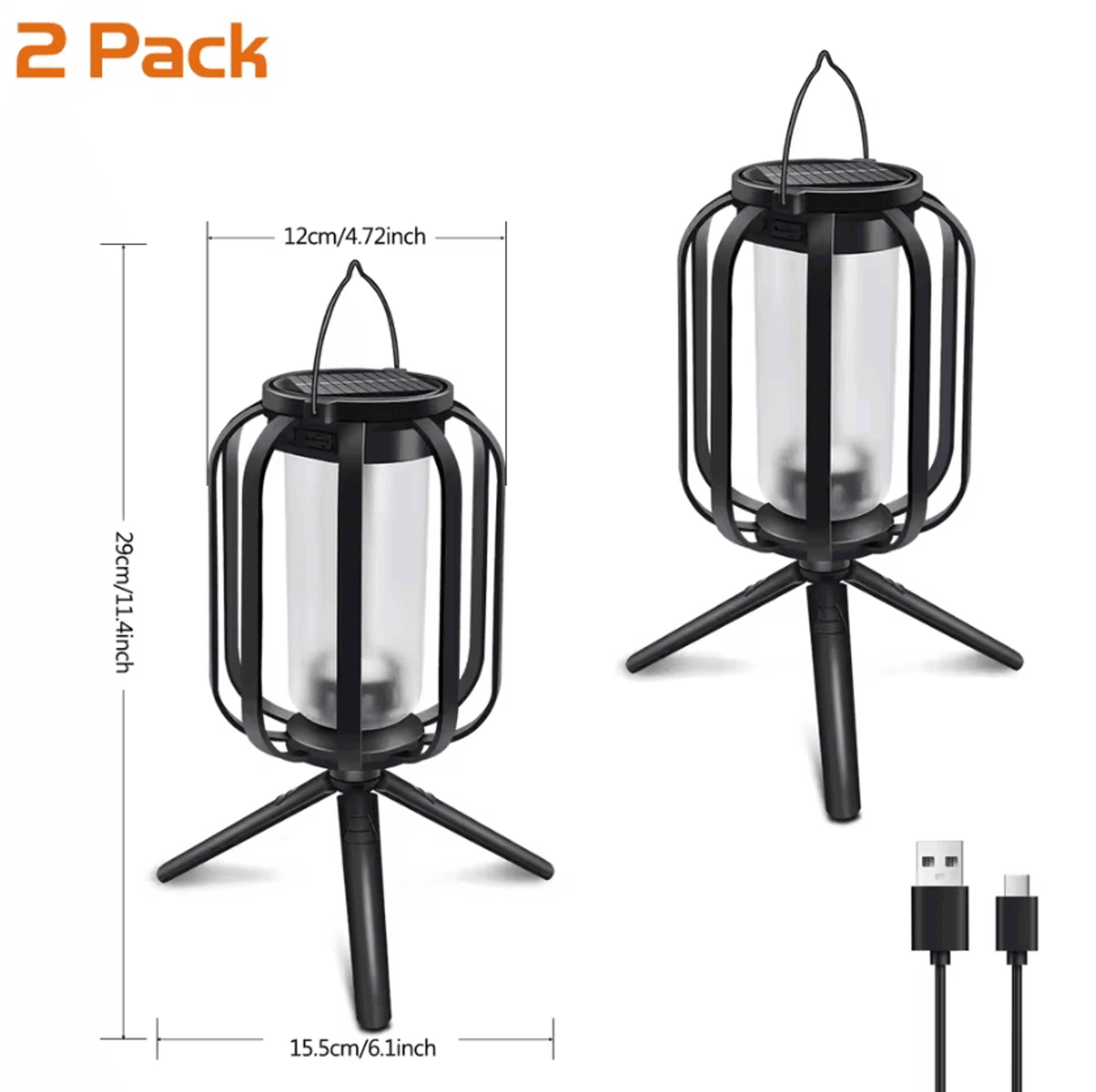 DualCharge Solar Flame Lantern  IP65 Outdoor Hanging Garden Light 4