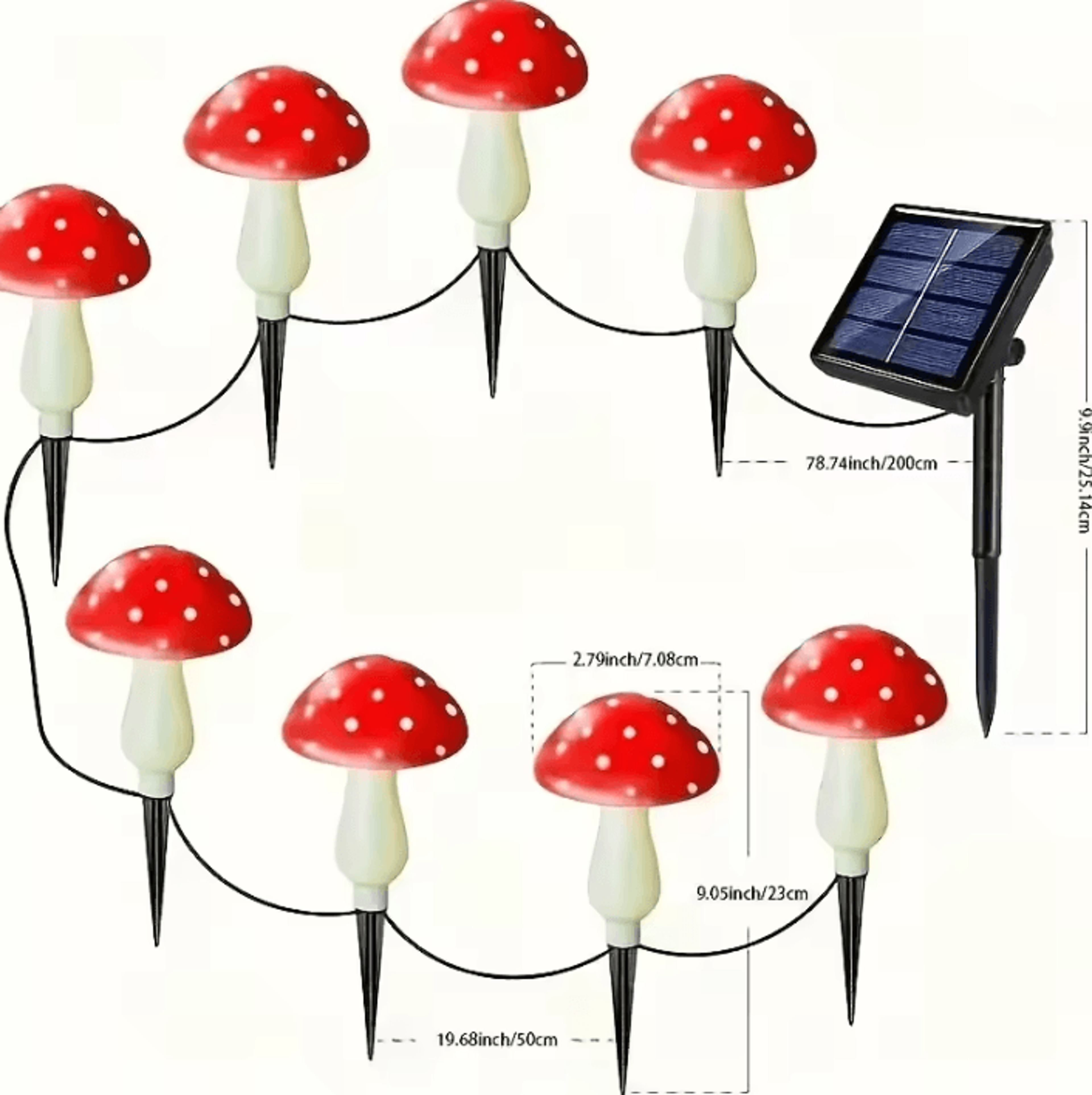 81220 Head Solar Mushroom Lights  Outdoor Garden Fairy Stake Decor 1