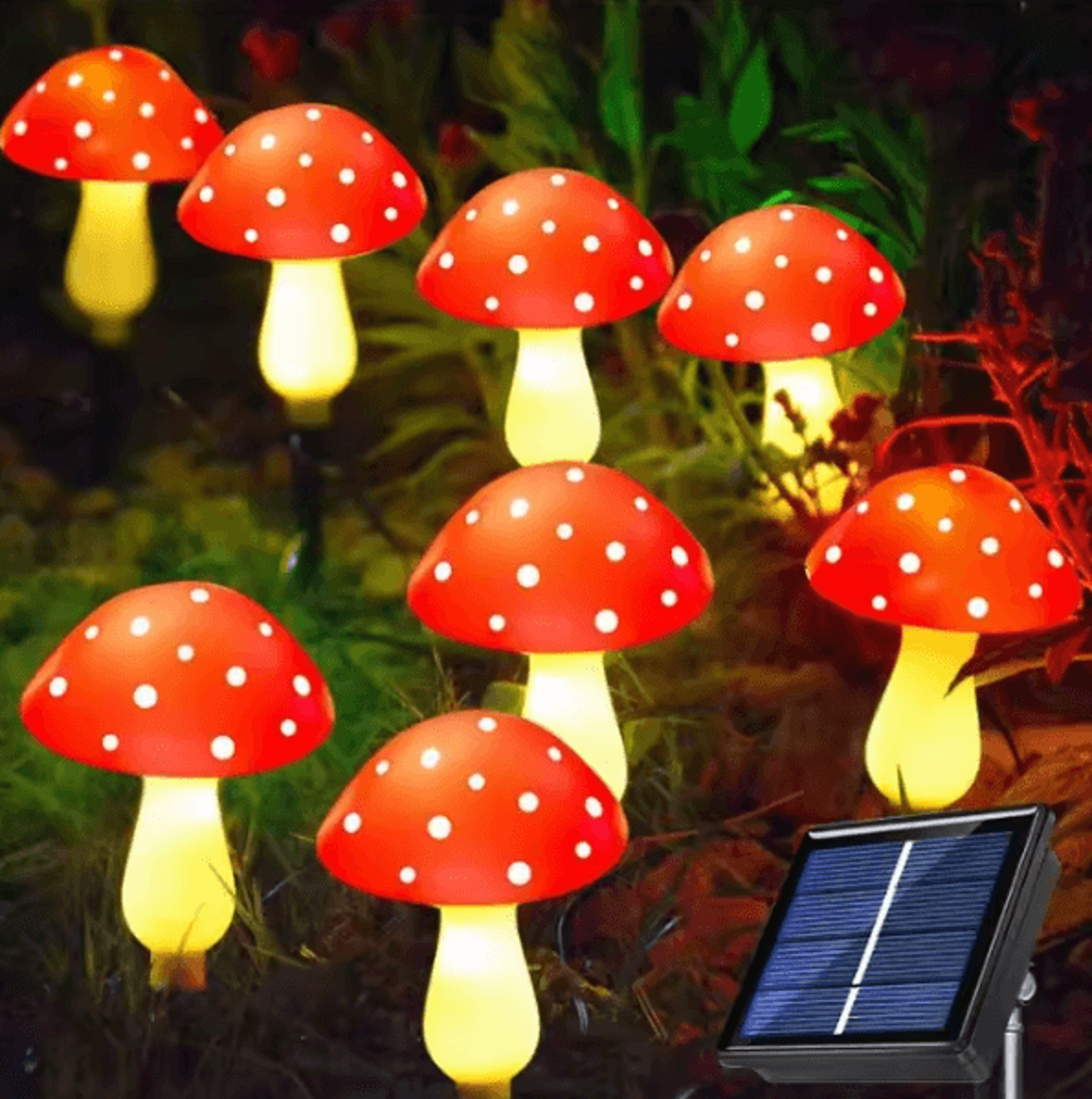 81220 Head Solar Mushroom Lights  Outdoor Garden Fairy Stake Decor 4