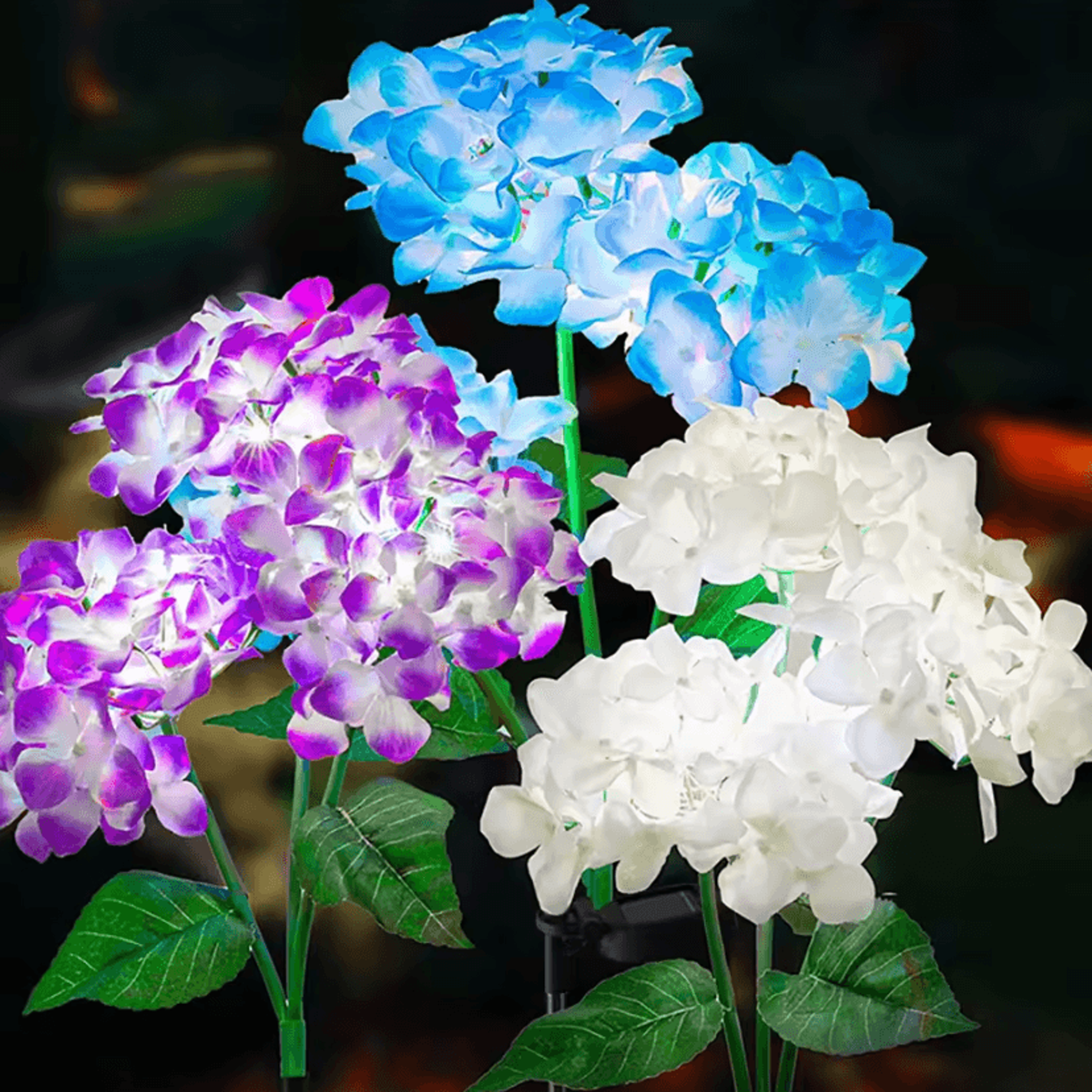 Solar Hydrangea Flower Light  LED Outdoor Garden Stake Lamp 0