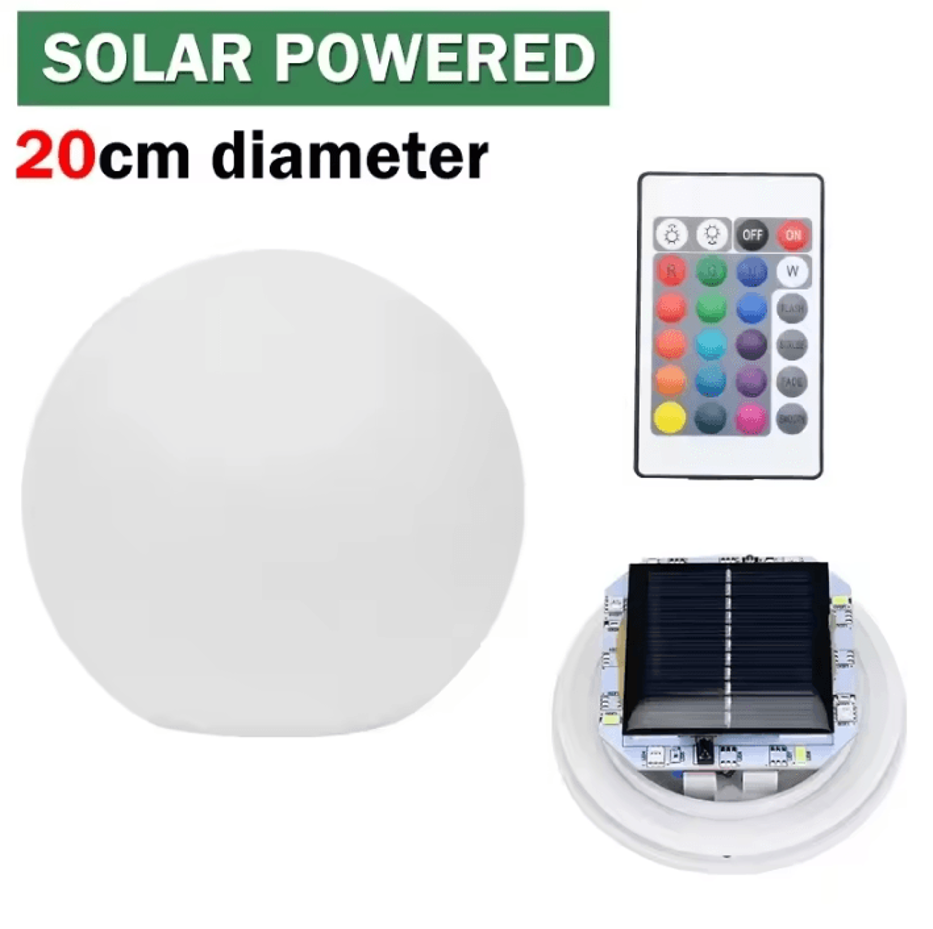 Solar LED Ball Light  Waterproof Remote Control Garden Globe Lamp 6