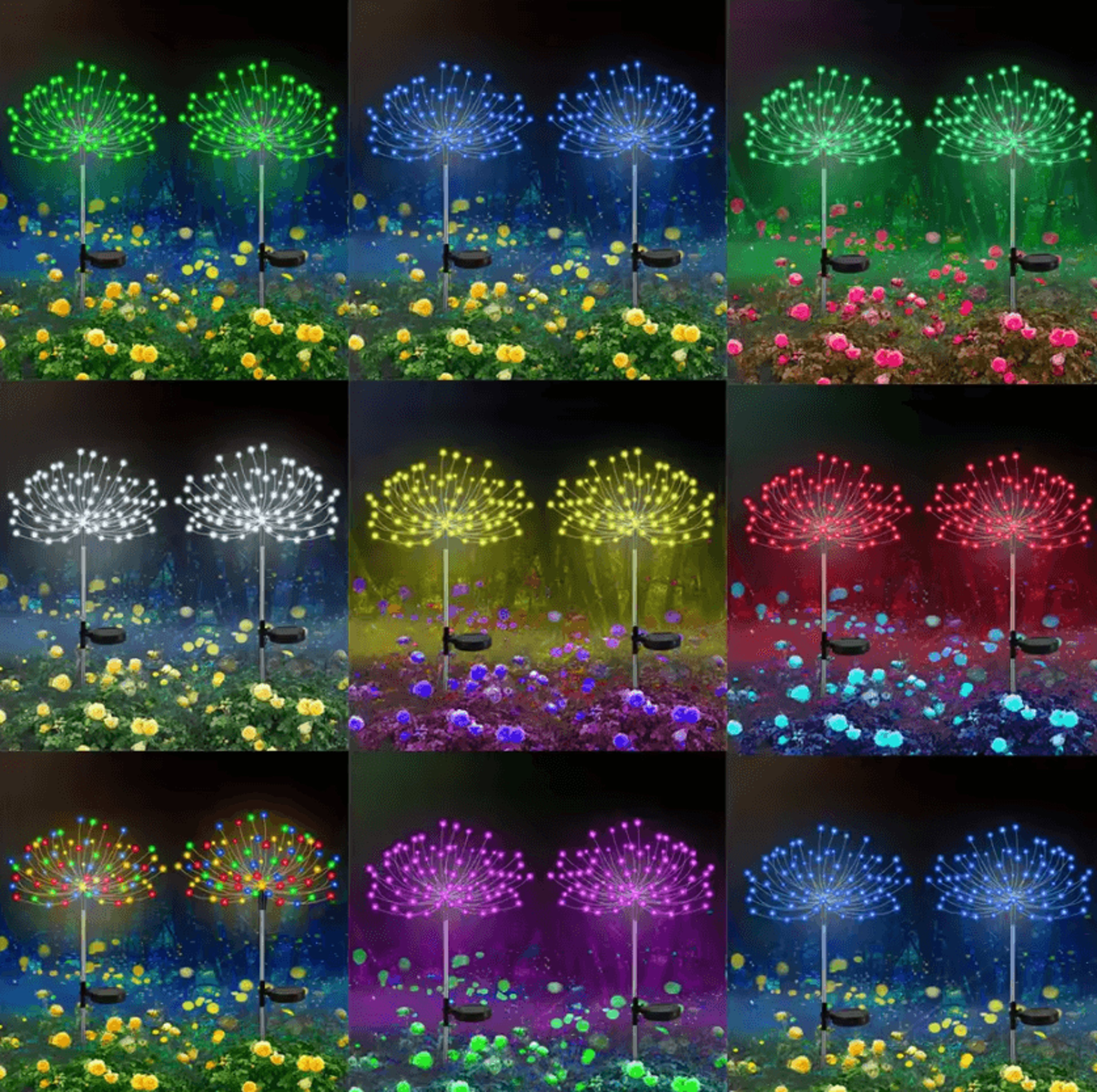 Solar Firework Dandelion Lights  Waterproof Outdoor Garden Stake 1