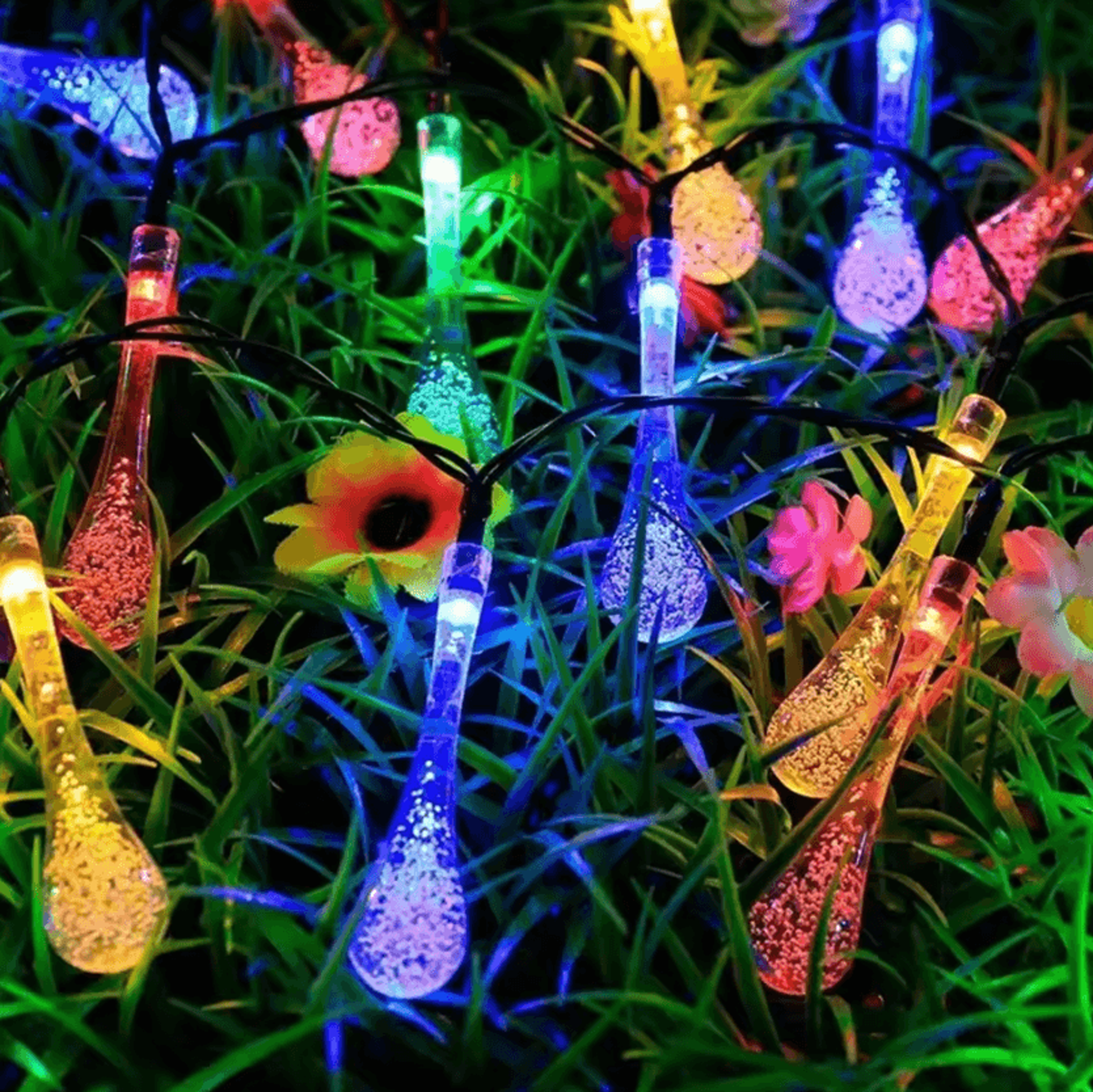 Solar Water Drop String Lights  Waterproof Outdoor Garden Fairy Lights 1