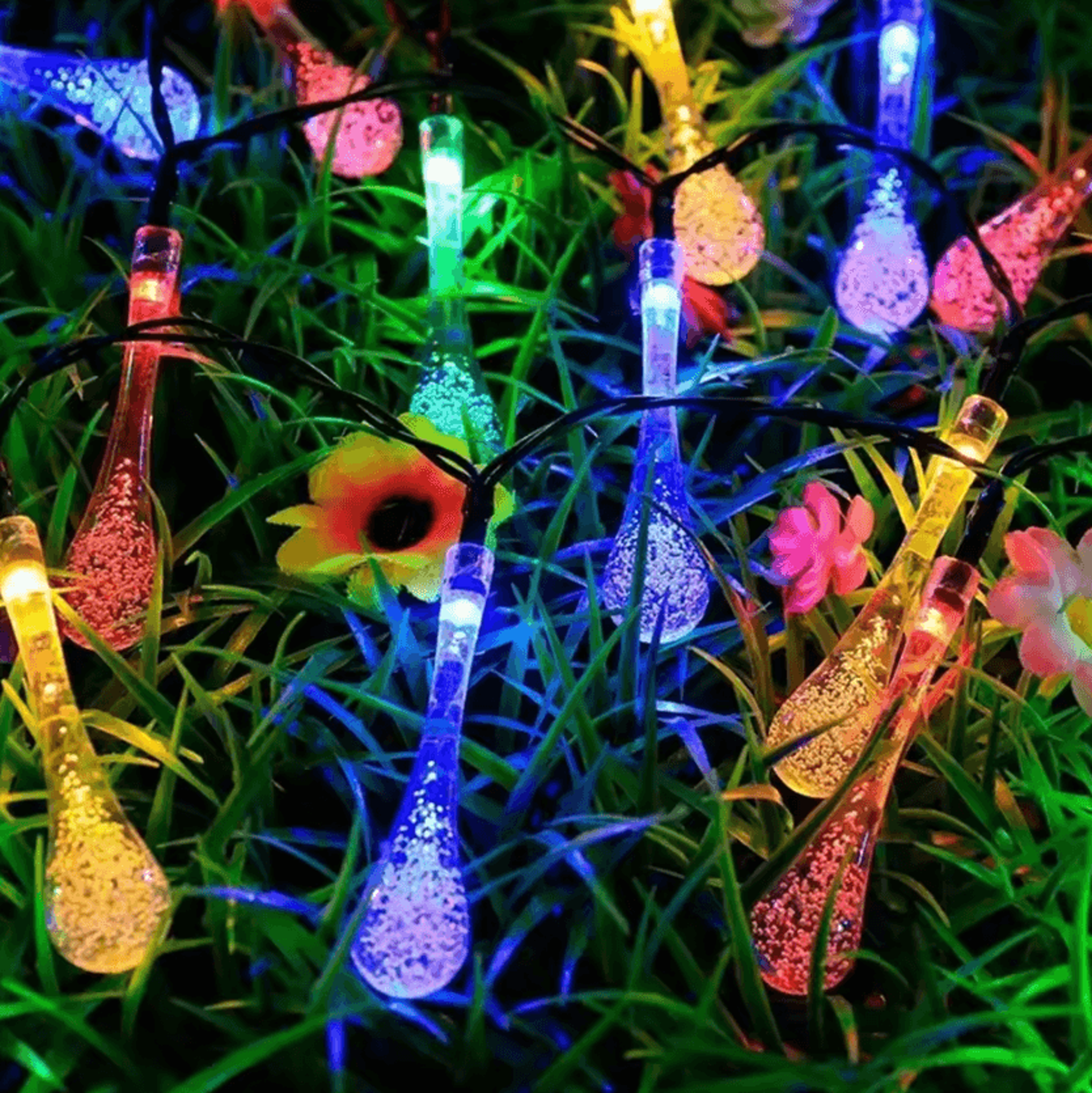 Solar Water Drop String Lights  Waterproof Outdoor Garden Fairy Lights 3