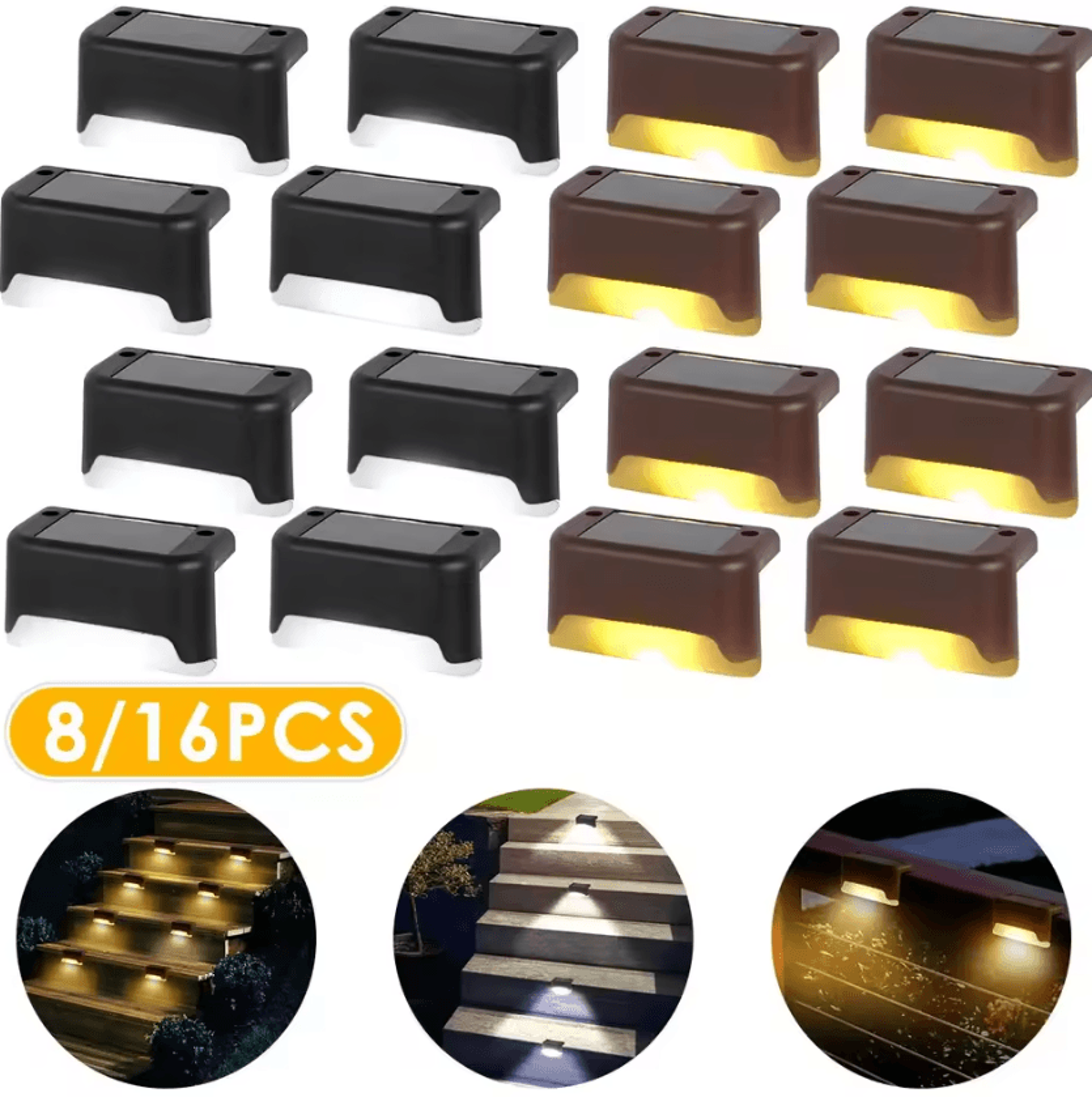 Warm White Solar Step Lights  Waterproof LED Stair And Fence Lights 0