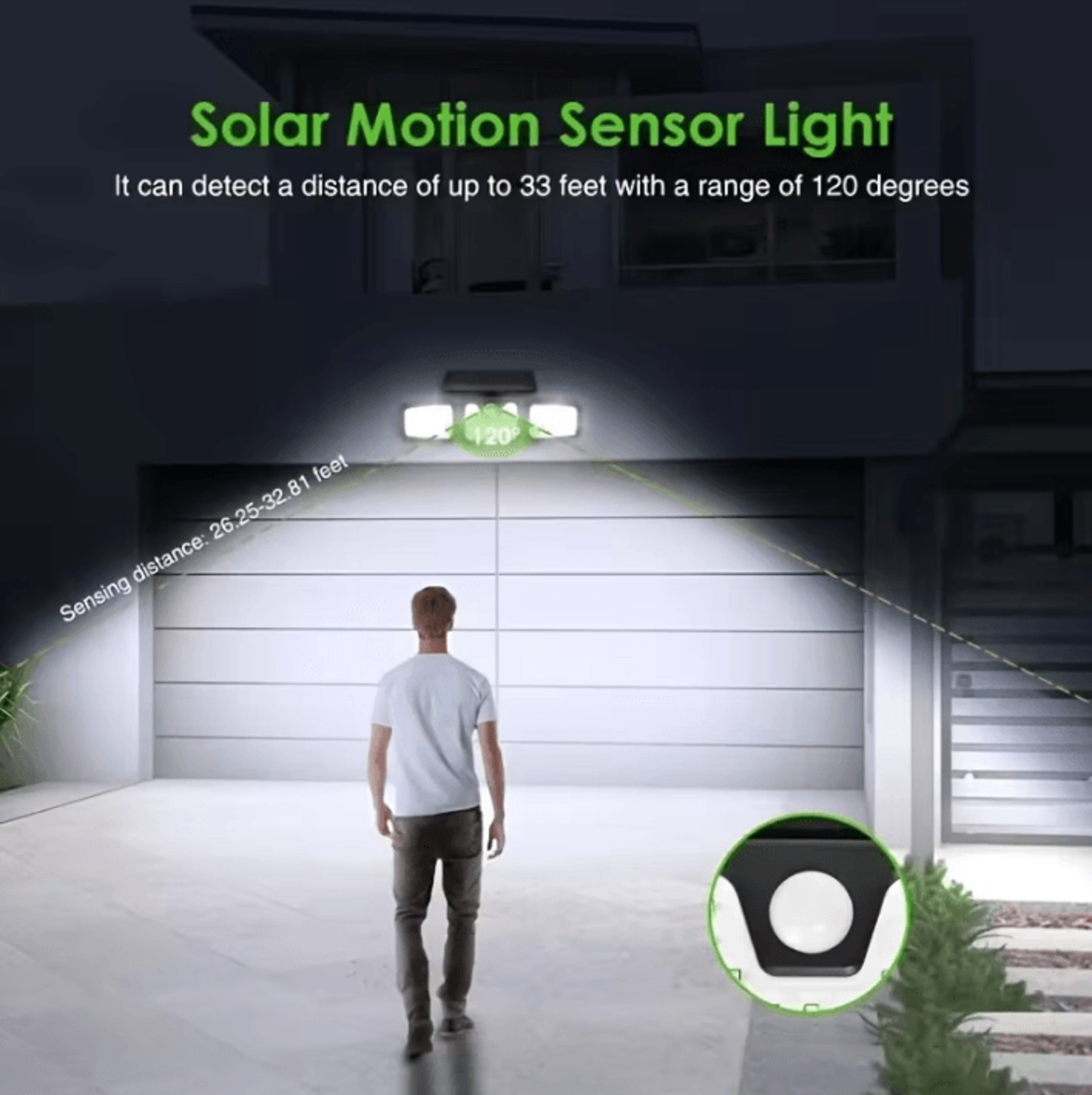 74 LED Solar Motion Sensor Light  3 Head Outdoor Security Wall Lamp 2