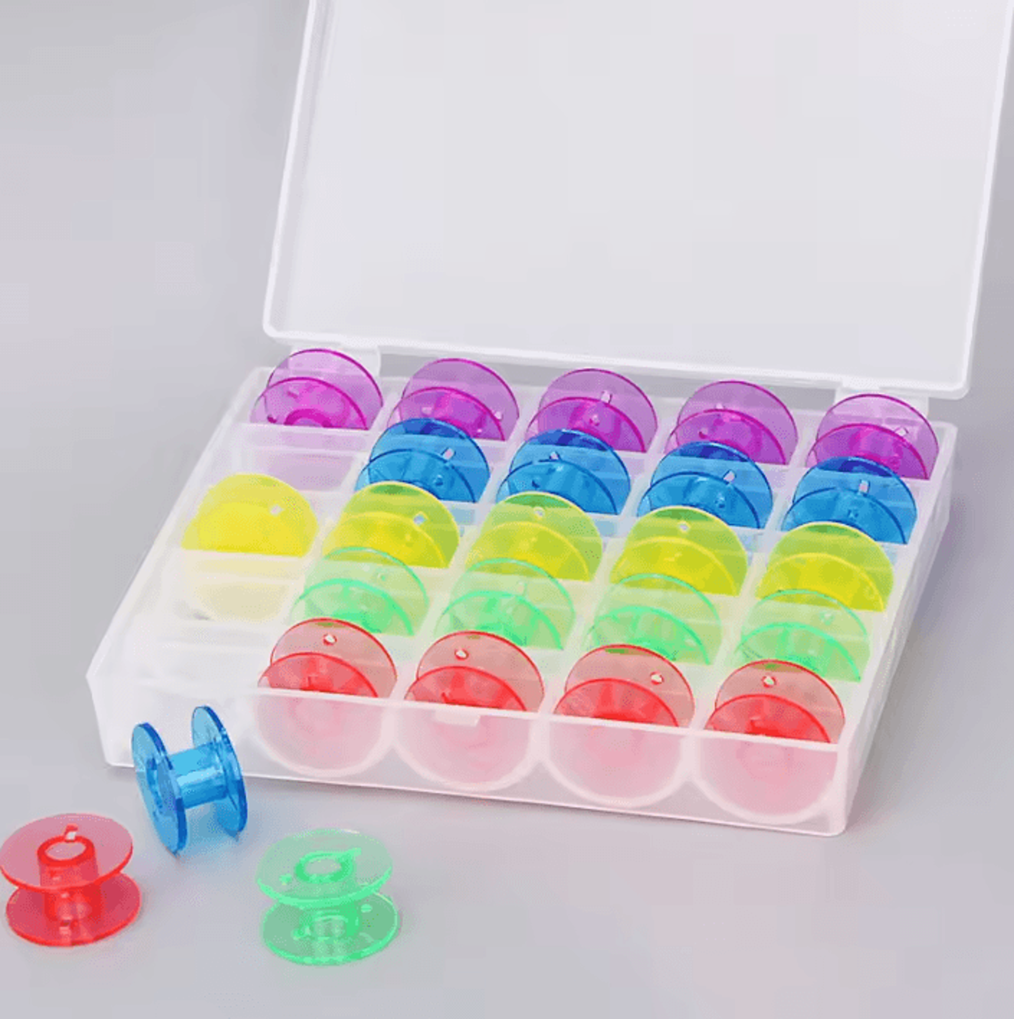 25Piece Plastic Sewing Machine Bobbin Set With Storage Box 6