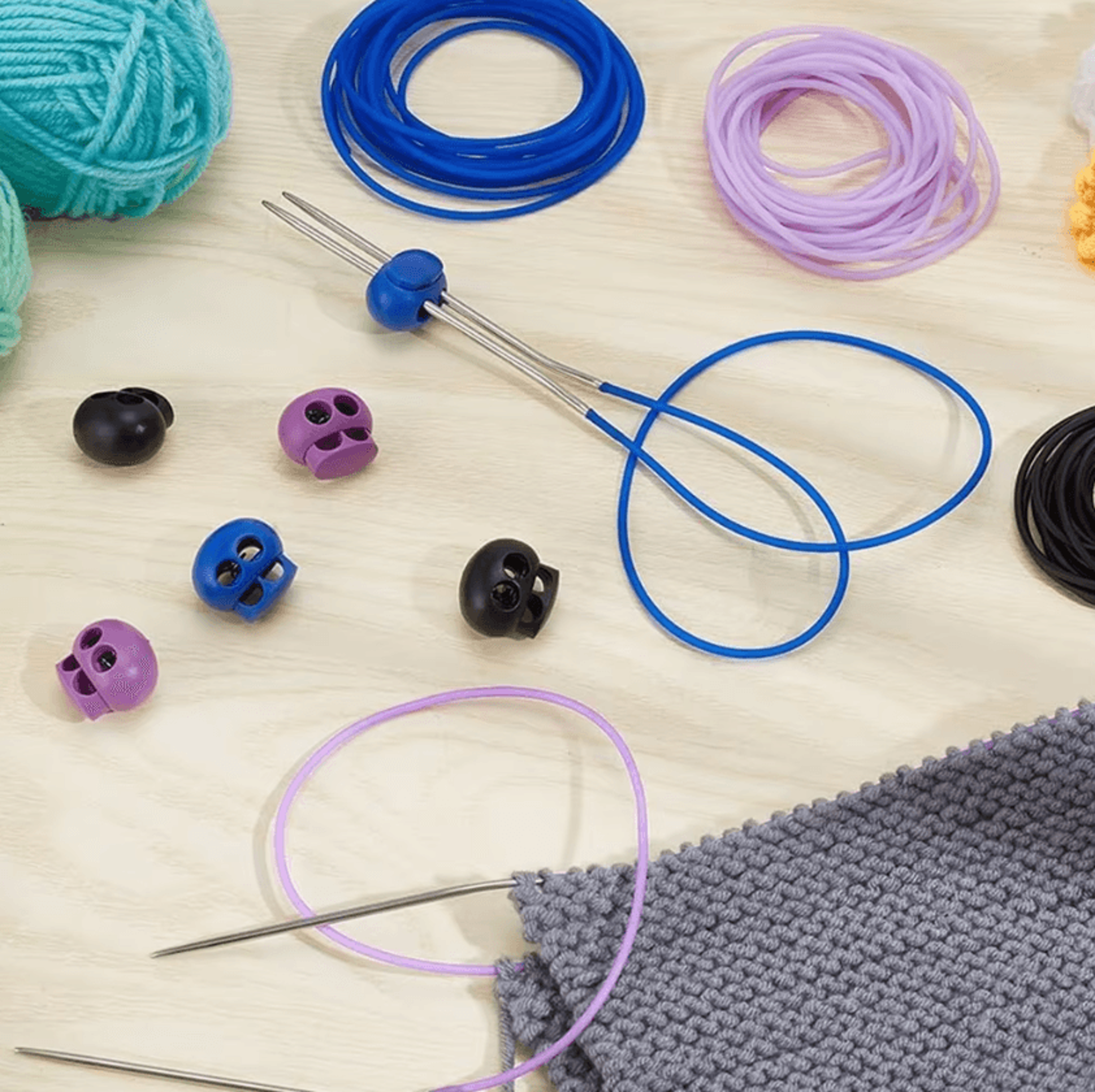 5M 2mm Knitting Stitch Holder Cord With Needle Stoppers 2