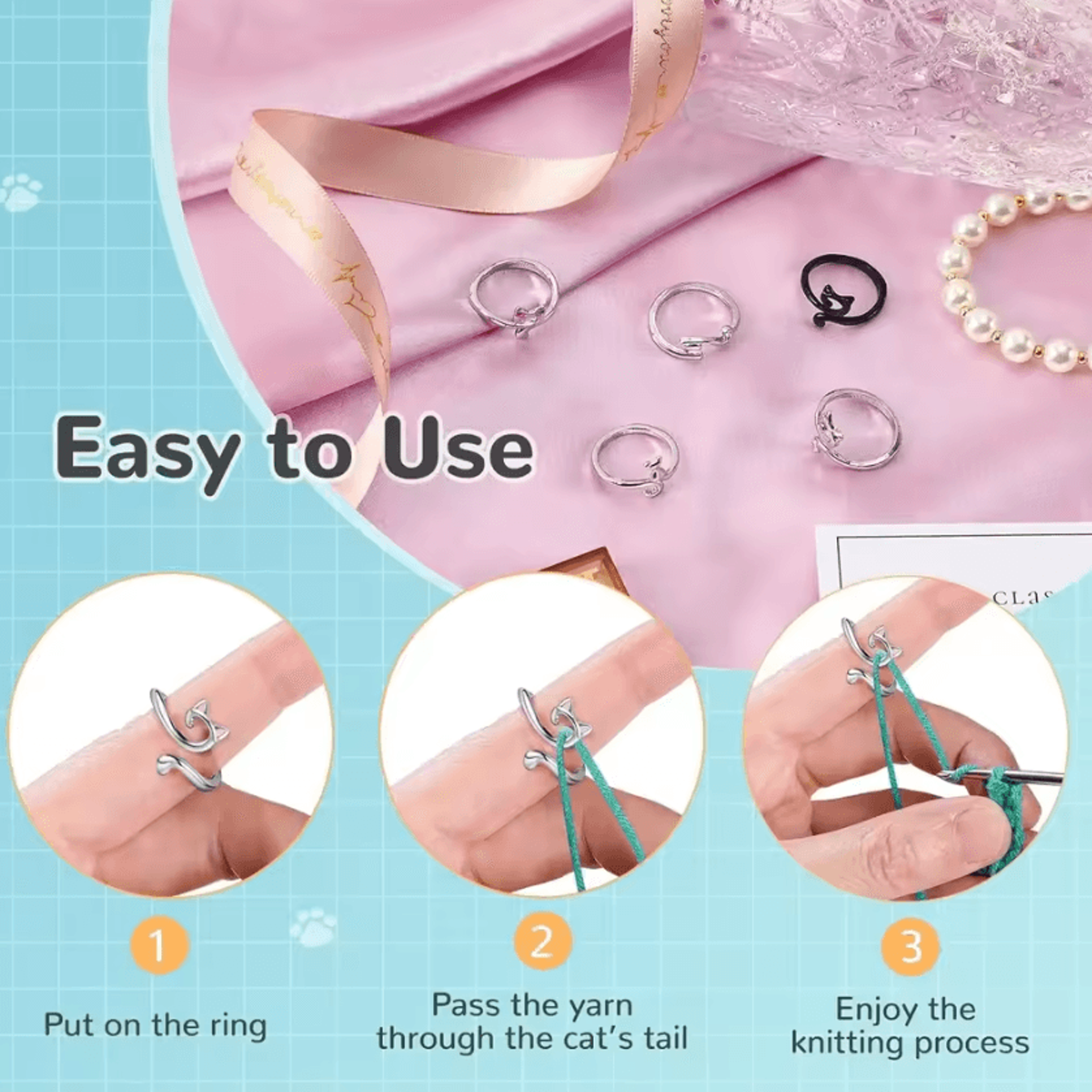 Adjustable Cat Crochet Tension Ring Yarn Guide For Beginners 1