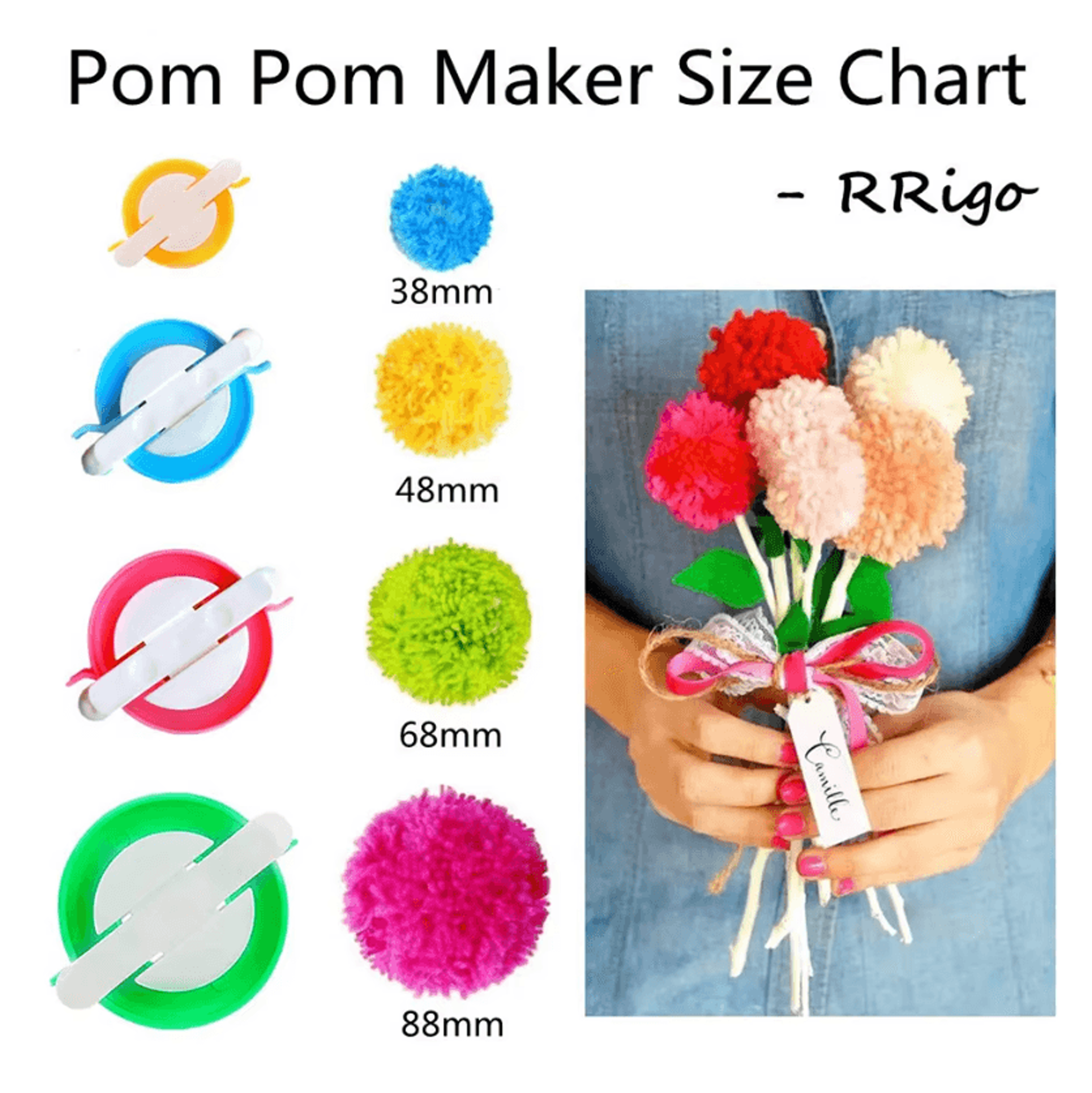 4Size Pom Pom Maker Set With Thread Cutter  DIY Yarn Craft Tool 3
