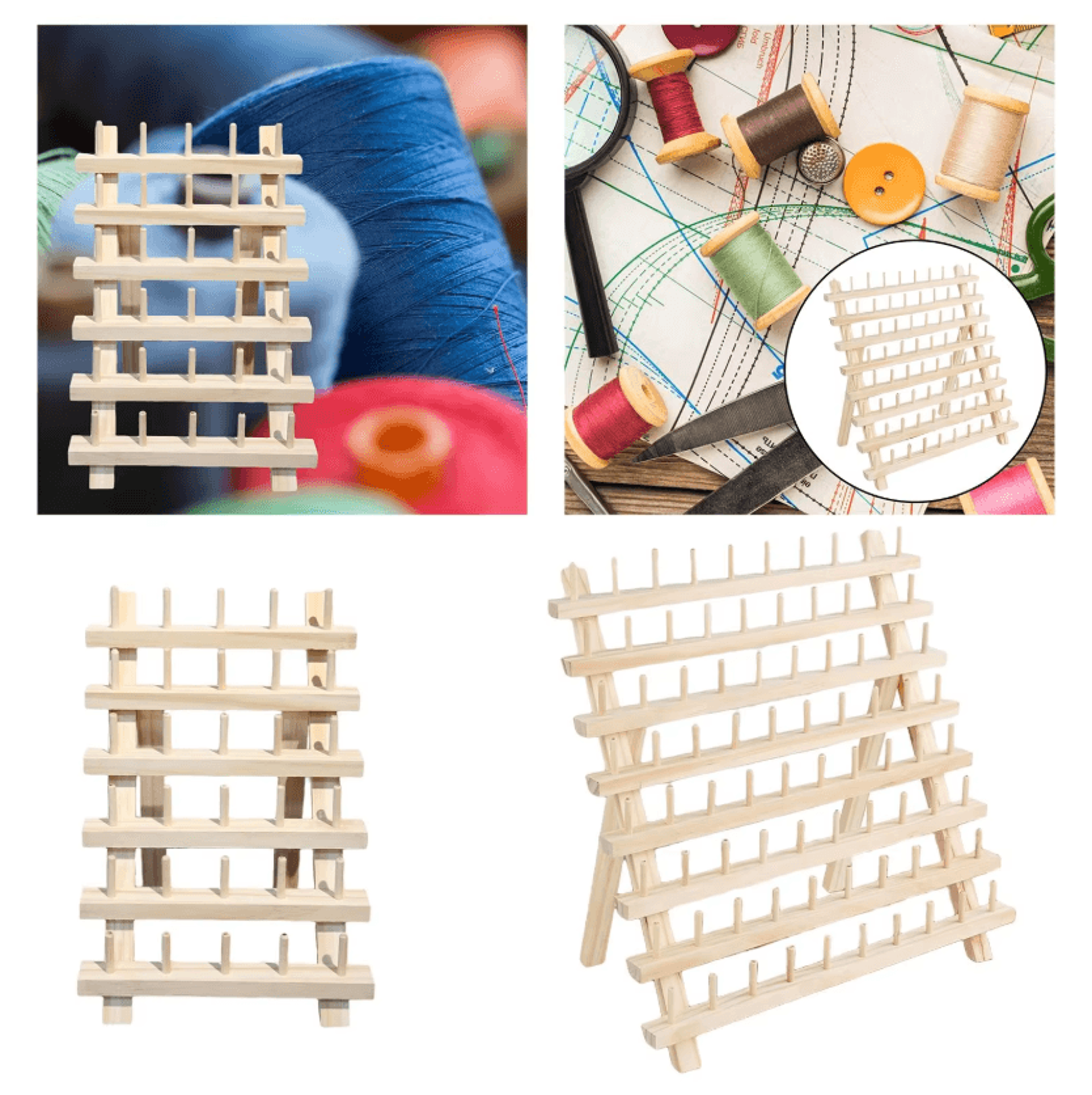 Wooden Sewing Thread Rack  Lightweight Spool Holder Organizer 3
