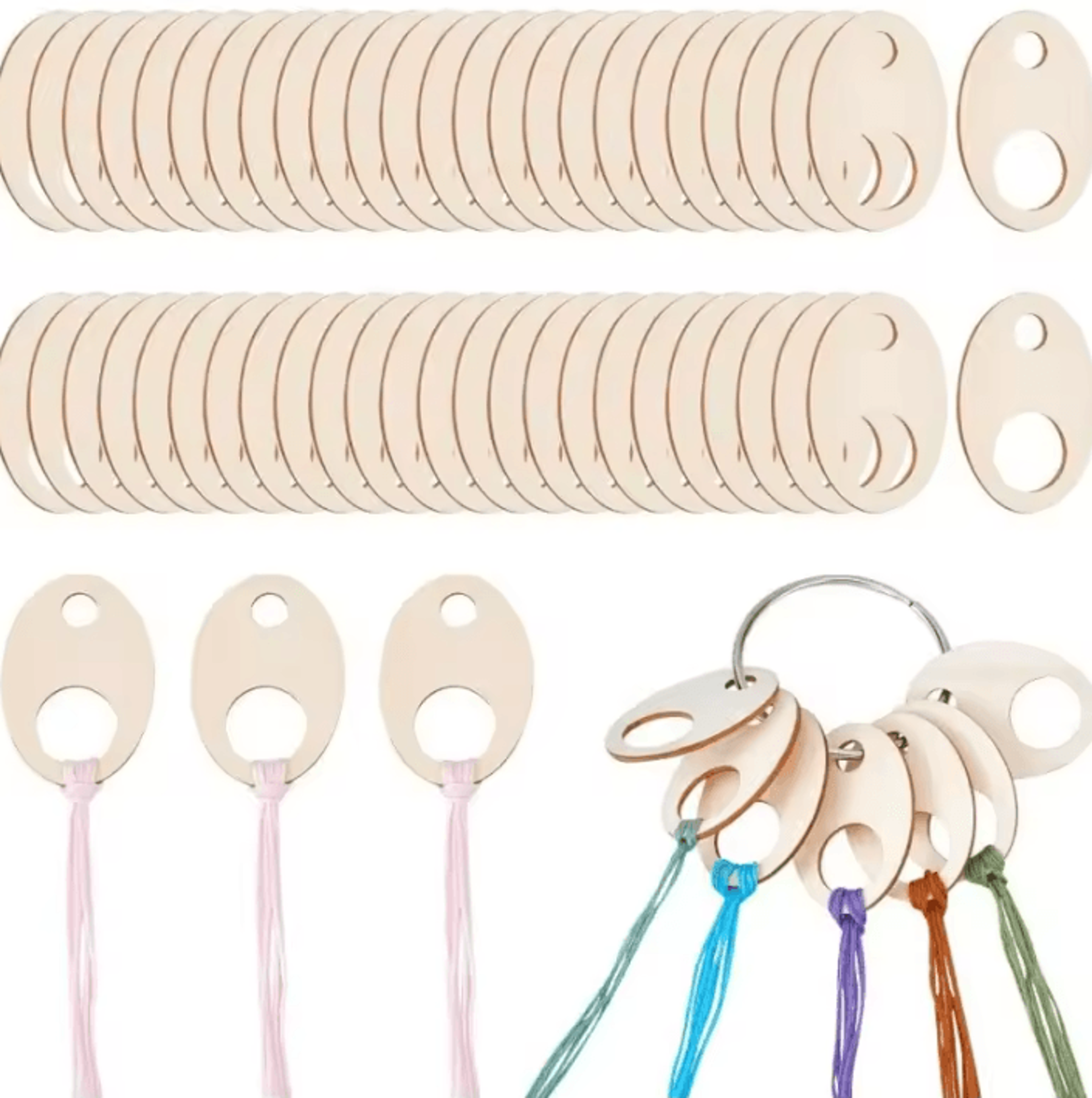 50Pcs Wooden Embroidery Floss Drops  Teardrop Thread Organizer For Cross Stitch 5