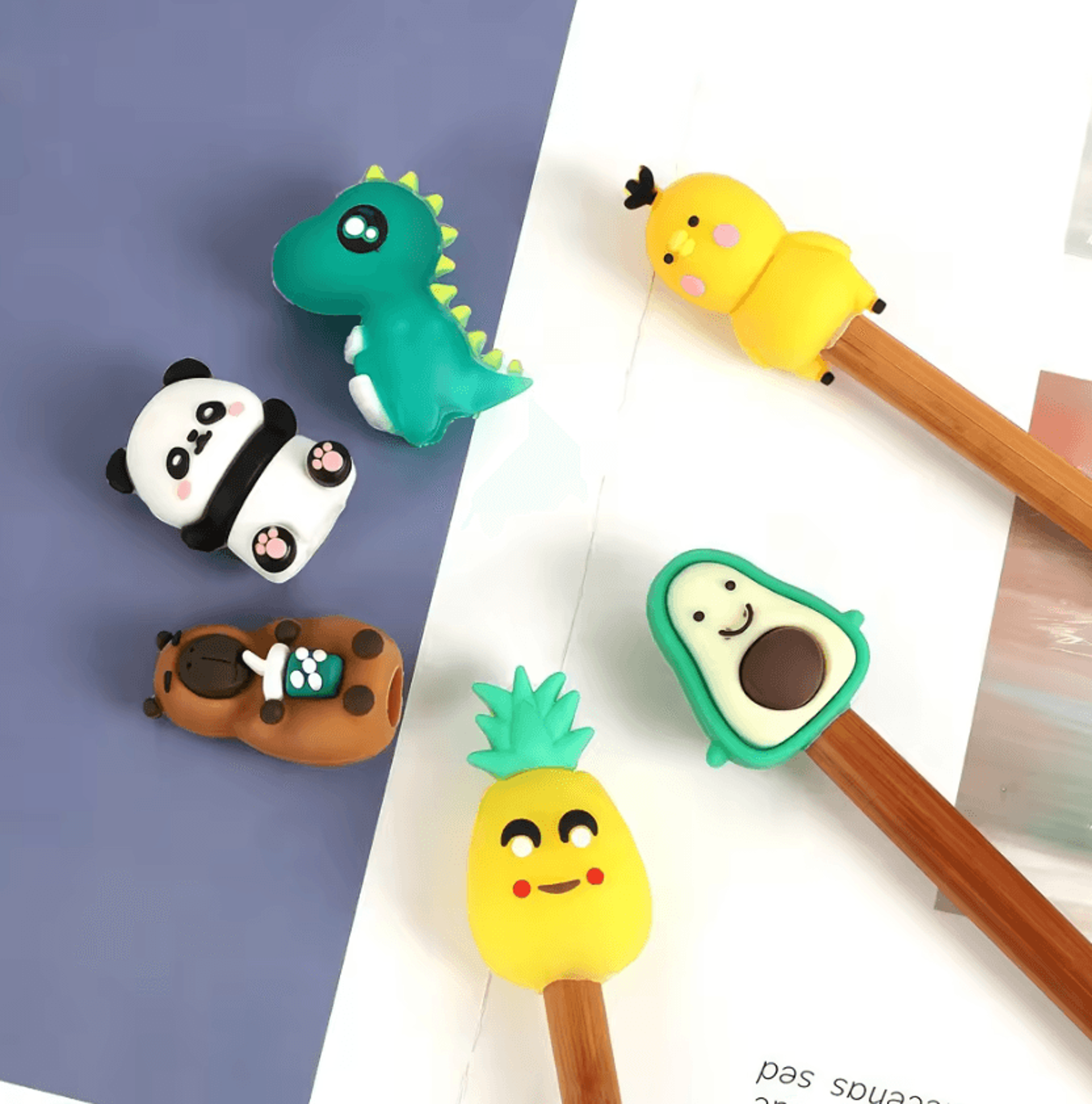 6Pcs Silicone Knitting Needle Stoppers  Cute Animal And Fruit Needle Caps 4